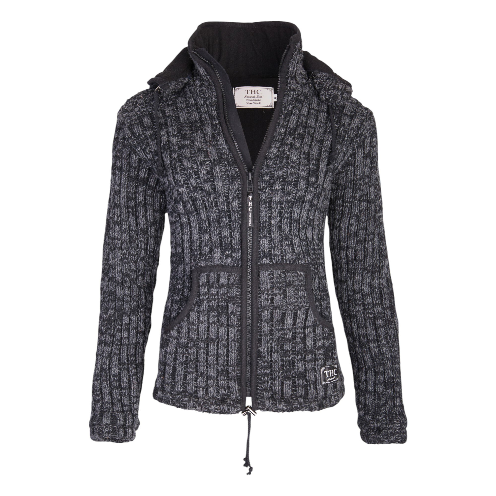 THC Schafwoll Strickjacke anthrazit 714