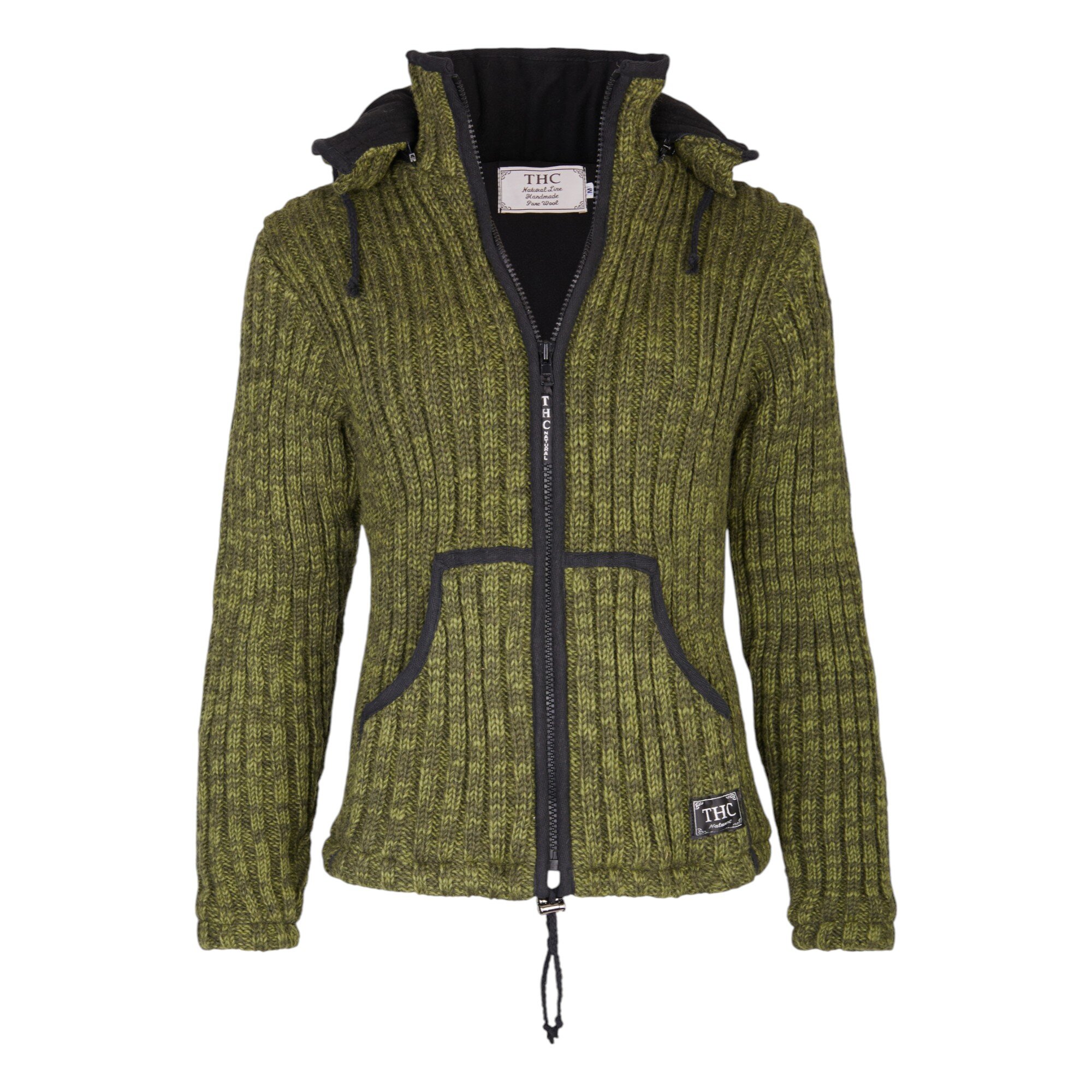 THC Schafwoll Strickjacke grün (Modell 720)