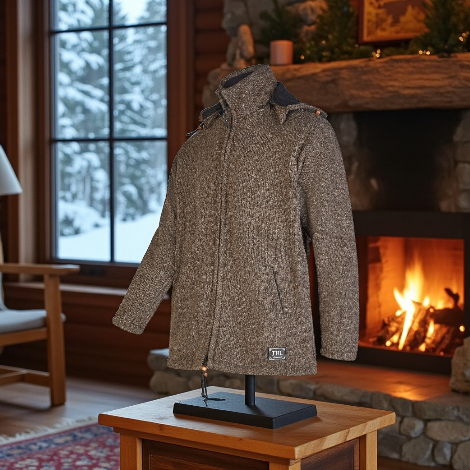 THC Schafwollstrickjacke Baumwollfutter 856 braun 4