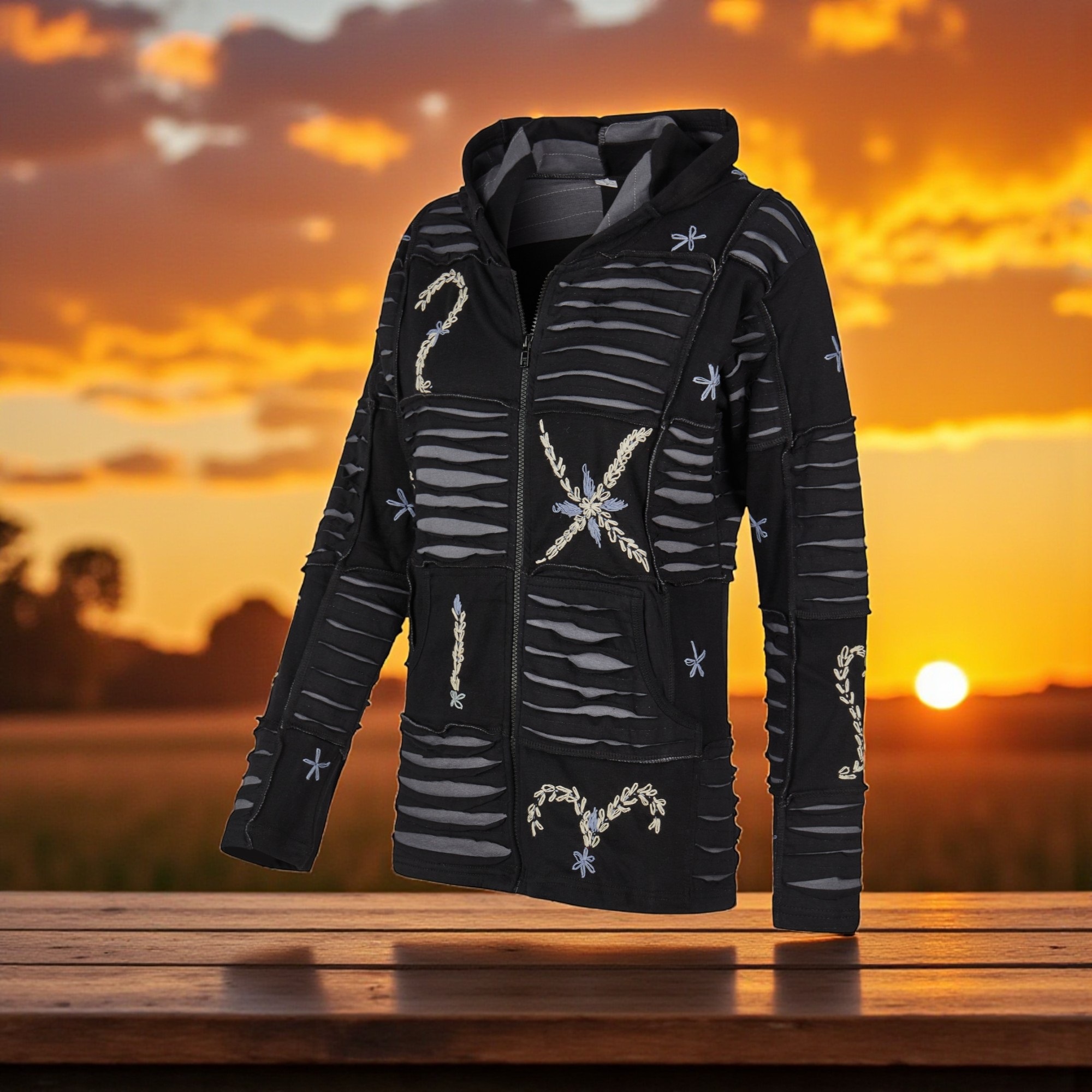 Baumwoll Patch Jacke schwarz 4