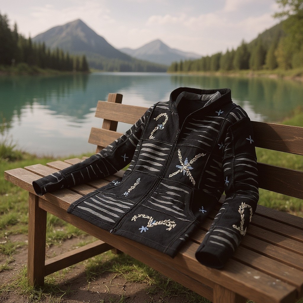 Baumwoll Patch Jacke schwarz 7