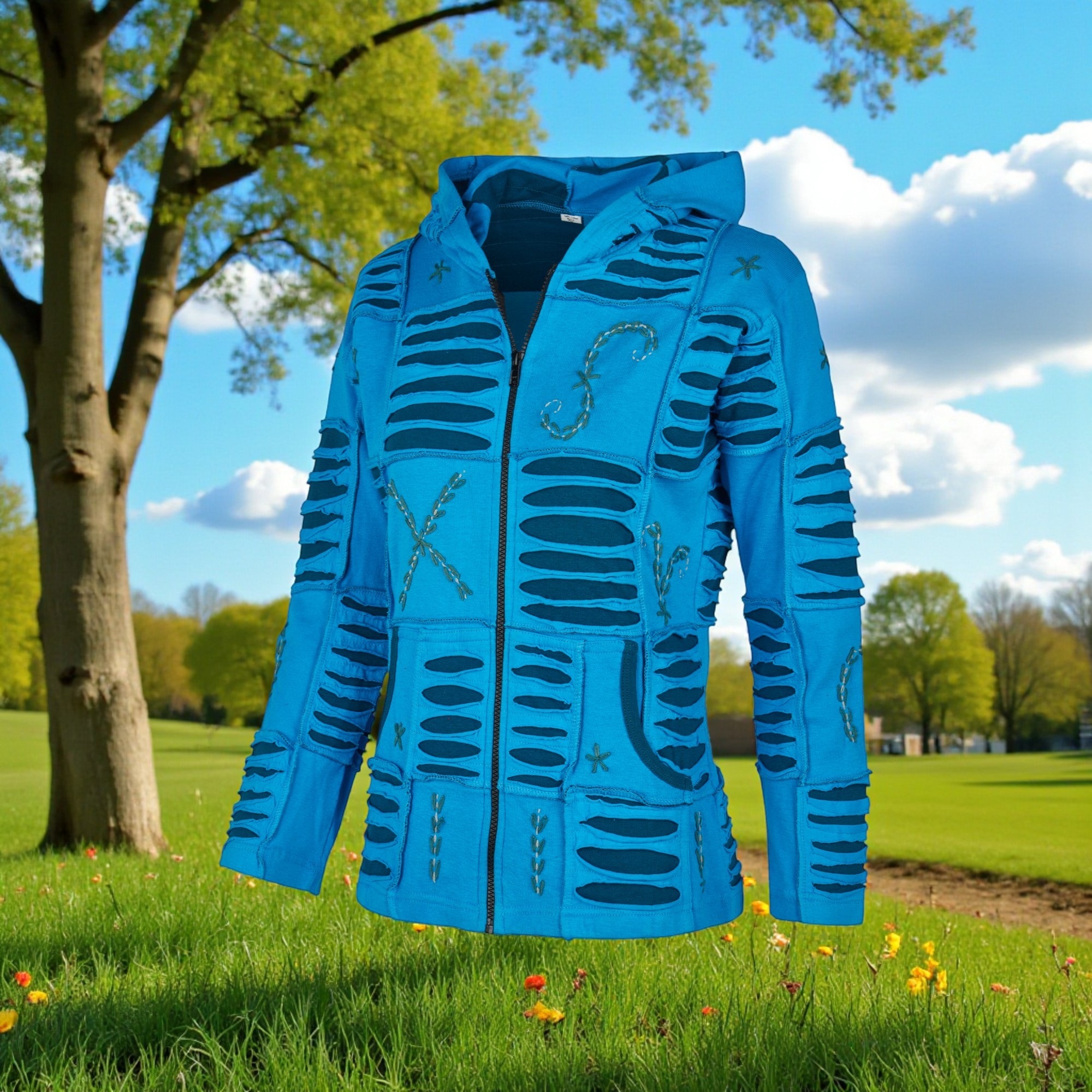 Baumwoll Patch Jacke türkis 4