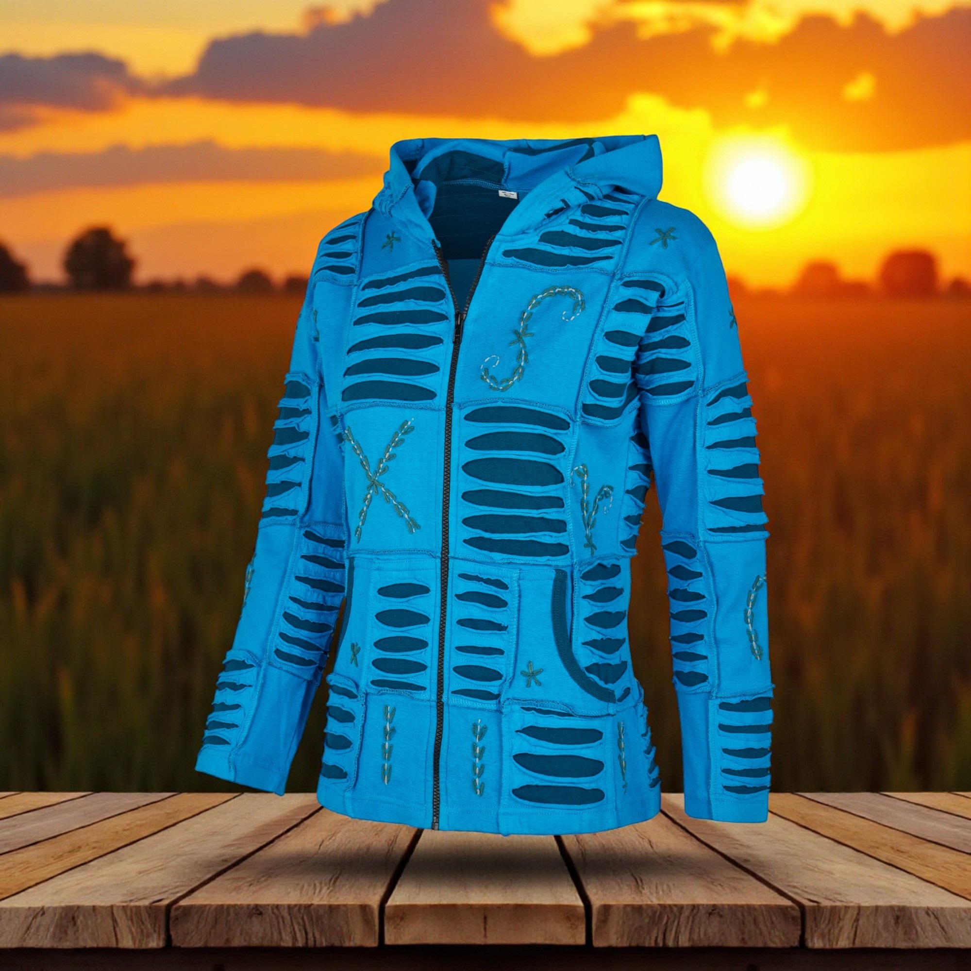 Baumwoll Patch Jacke türkis 5