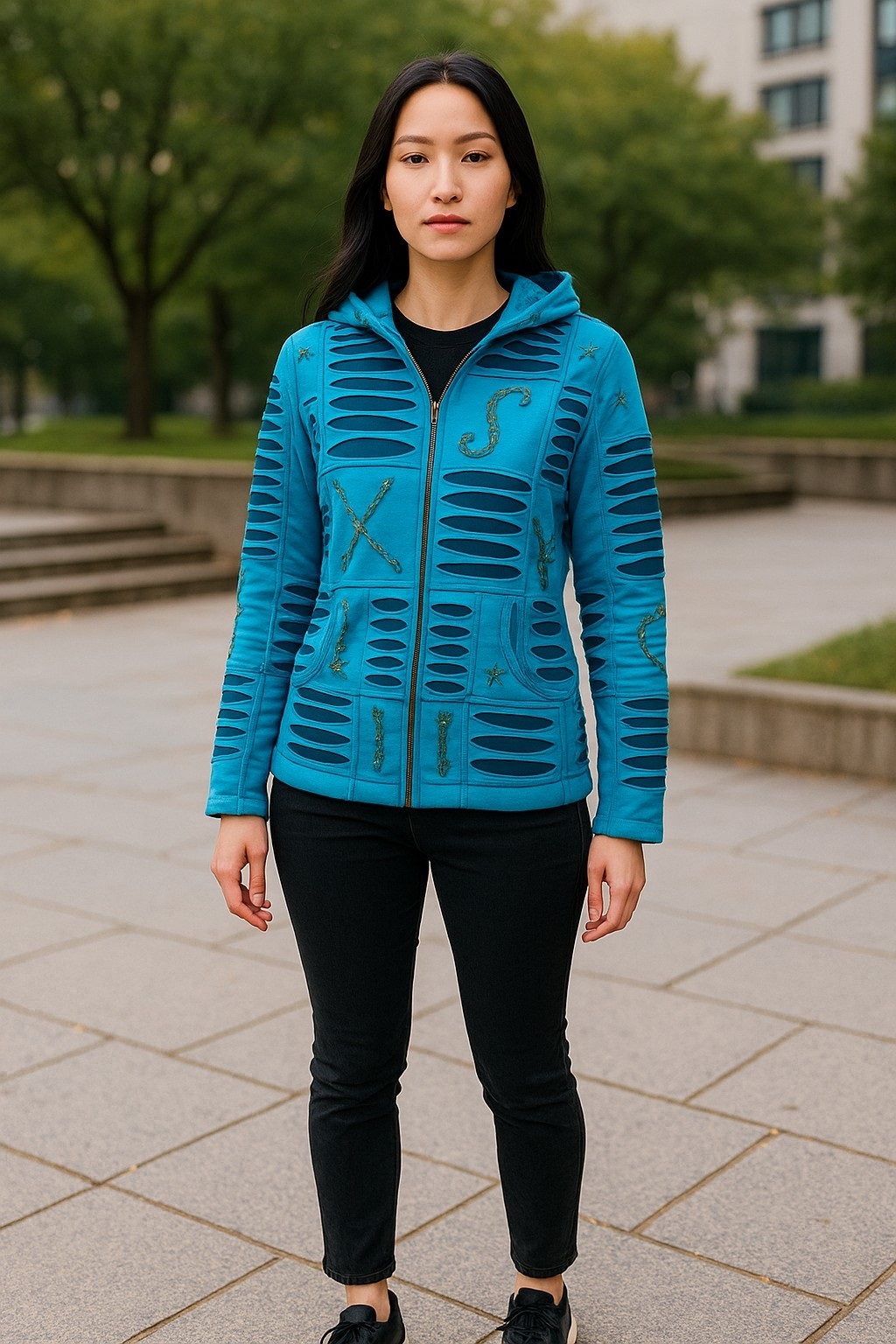 Baumwoll Patch Jacke türkis 6