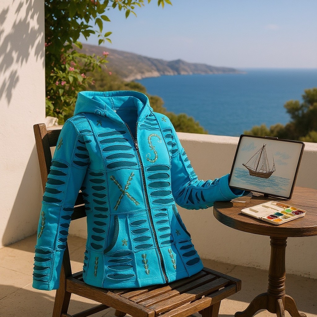 Baumwoll Patch Jacke türkis 8