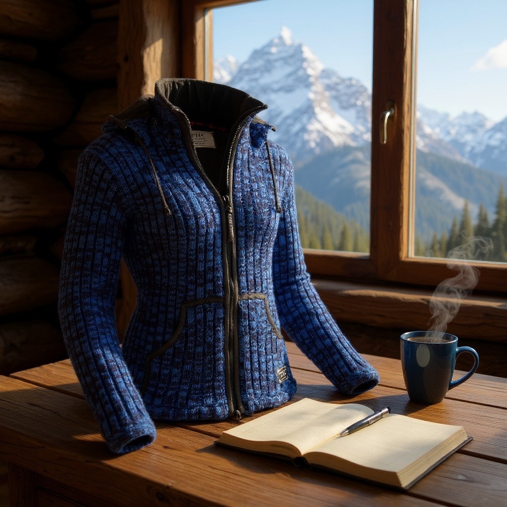 Schafwollstrickjacke blau 716 8