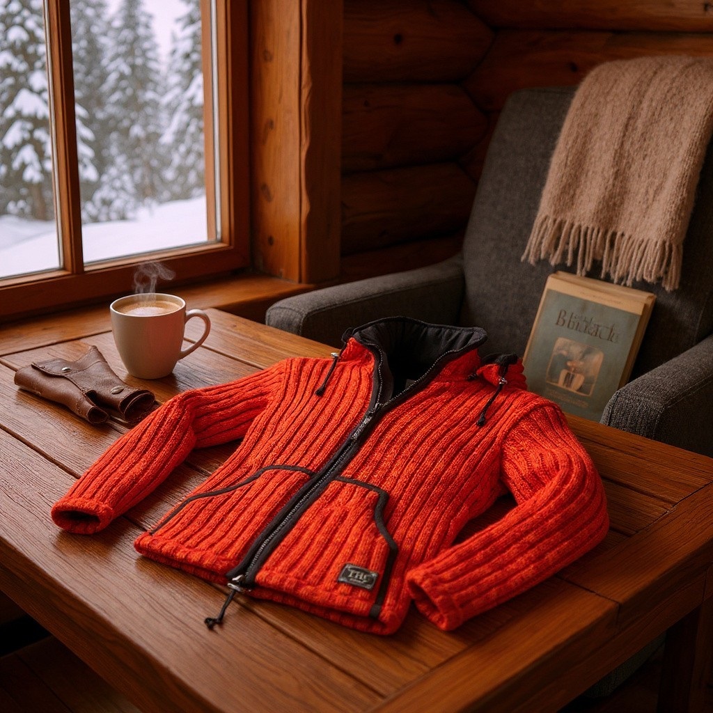 Schafwollstrickjacke orange 719 8