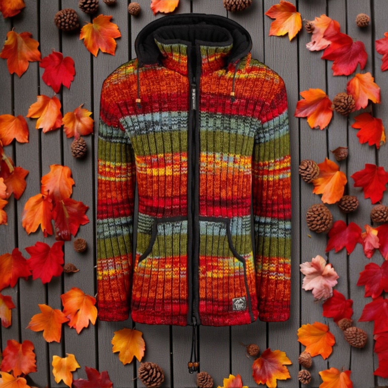 THC Schafwoll Strickjacke bunt 726 5