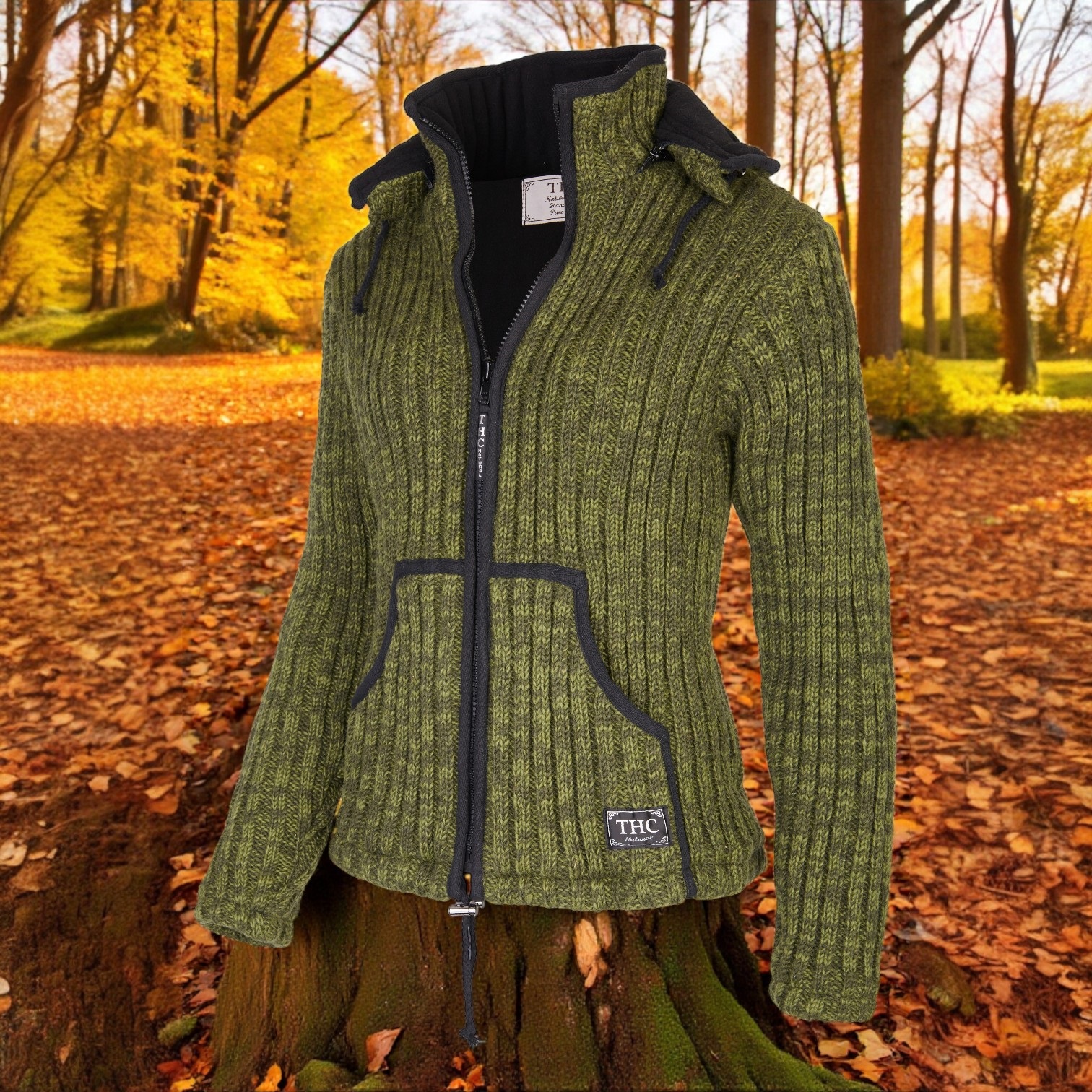 THC Schafwoll Strickjacke grün 720 5