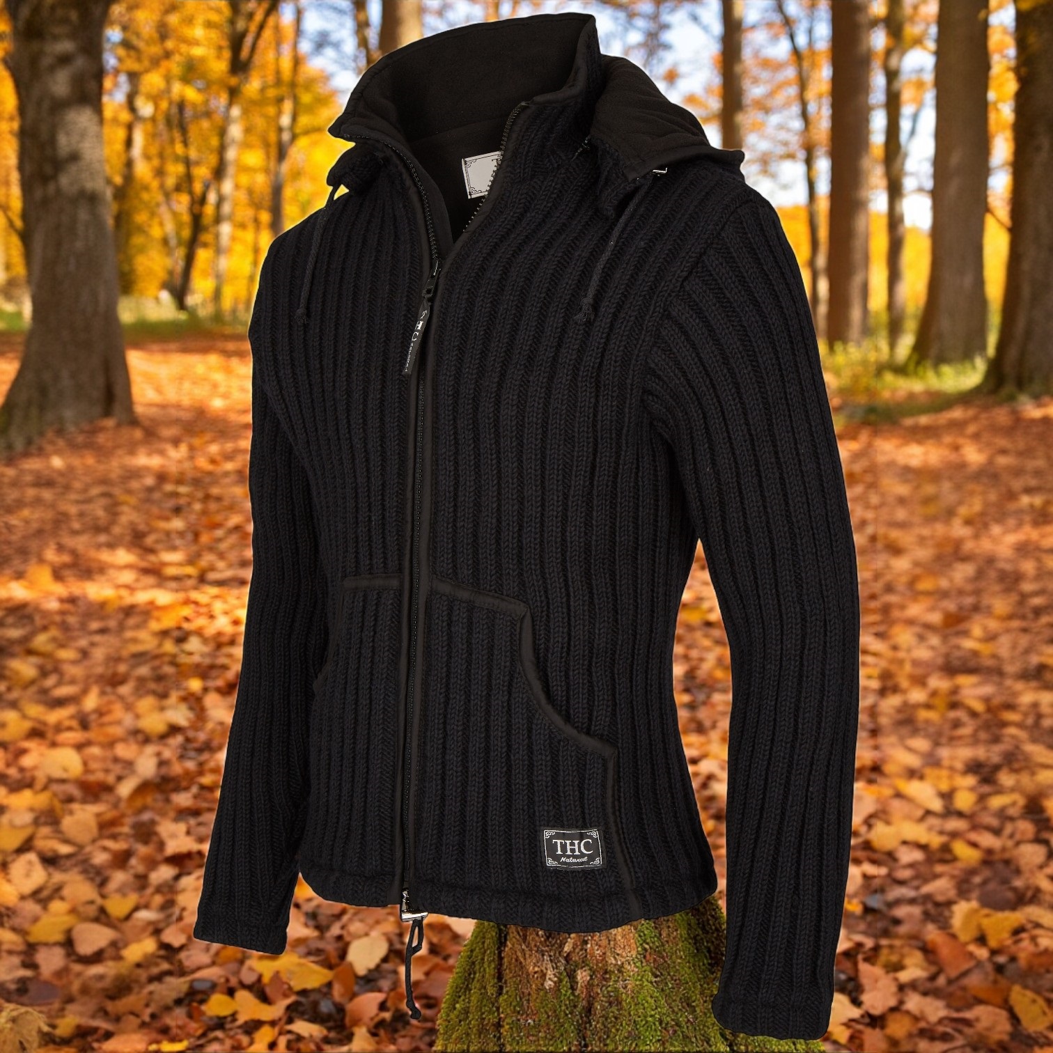THC Schafwoll Strickjacke schwarz 721 4