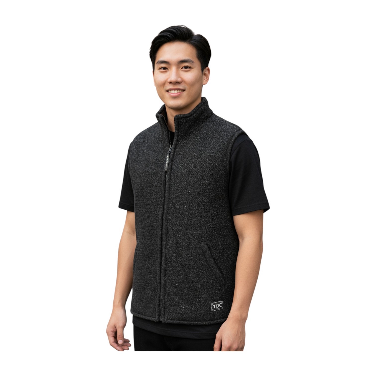 THC Schafwoll Strickweste 309 anthrazit – Bild 5