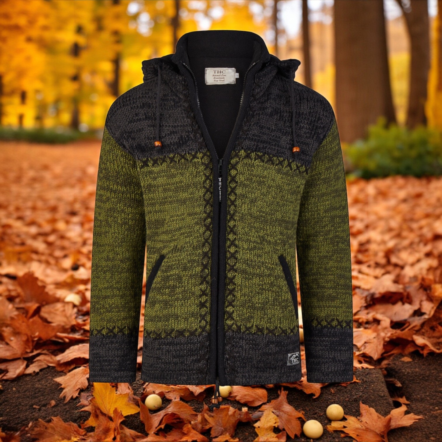 THC Schafwollstrickjacke 520 grün anthrazit 4