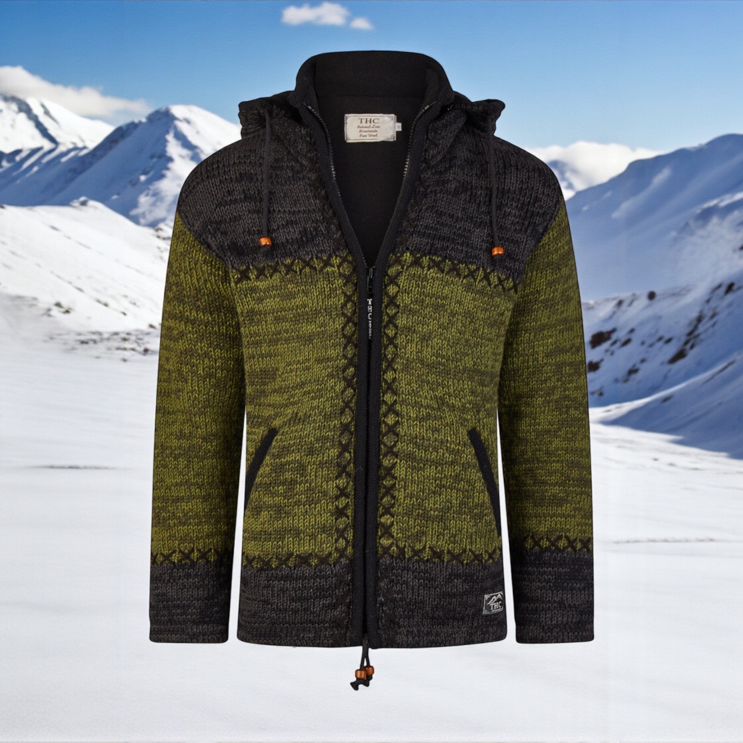 THC Schafwollstrickjacke 520 grün anthrazit 5