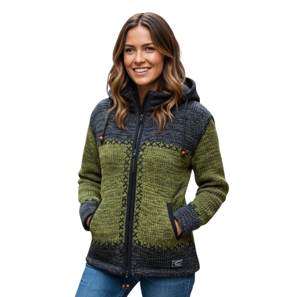 THC Schafwollstrickjacke 520 grün anthrazit 6