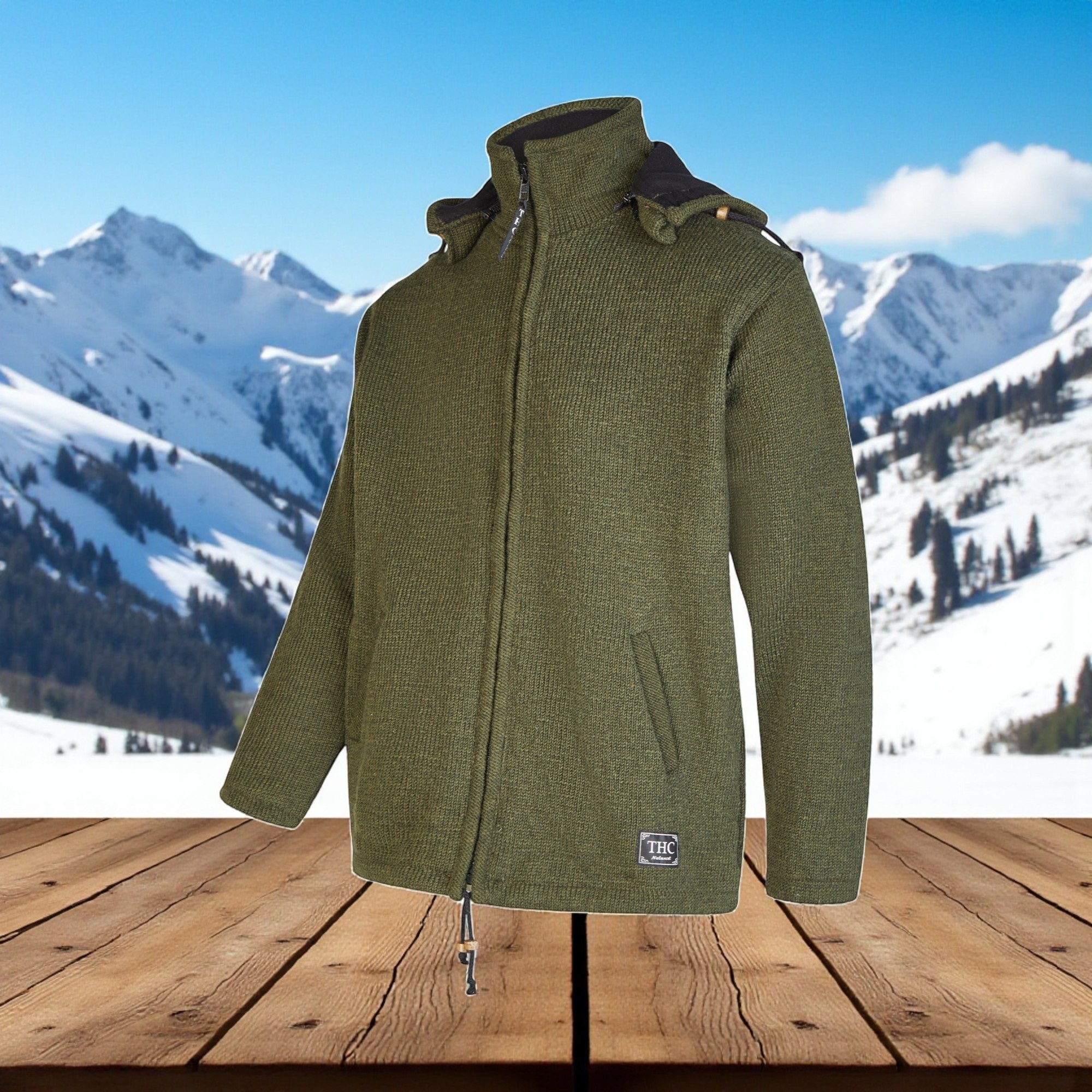 THC Schafwollstrickjacke Baumwollfutter 857 grün 4