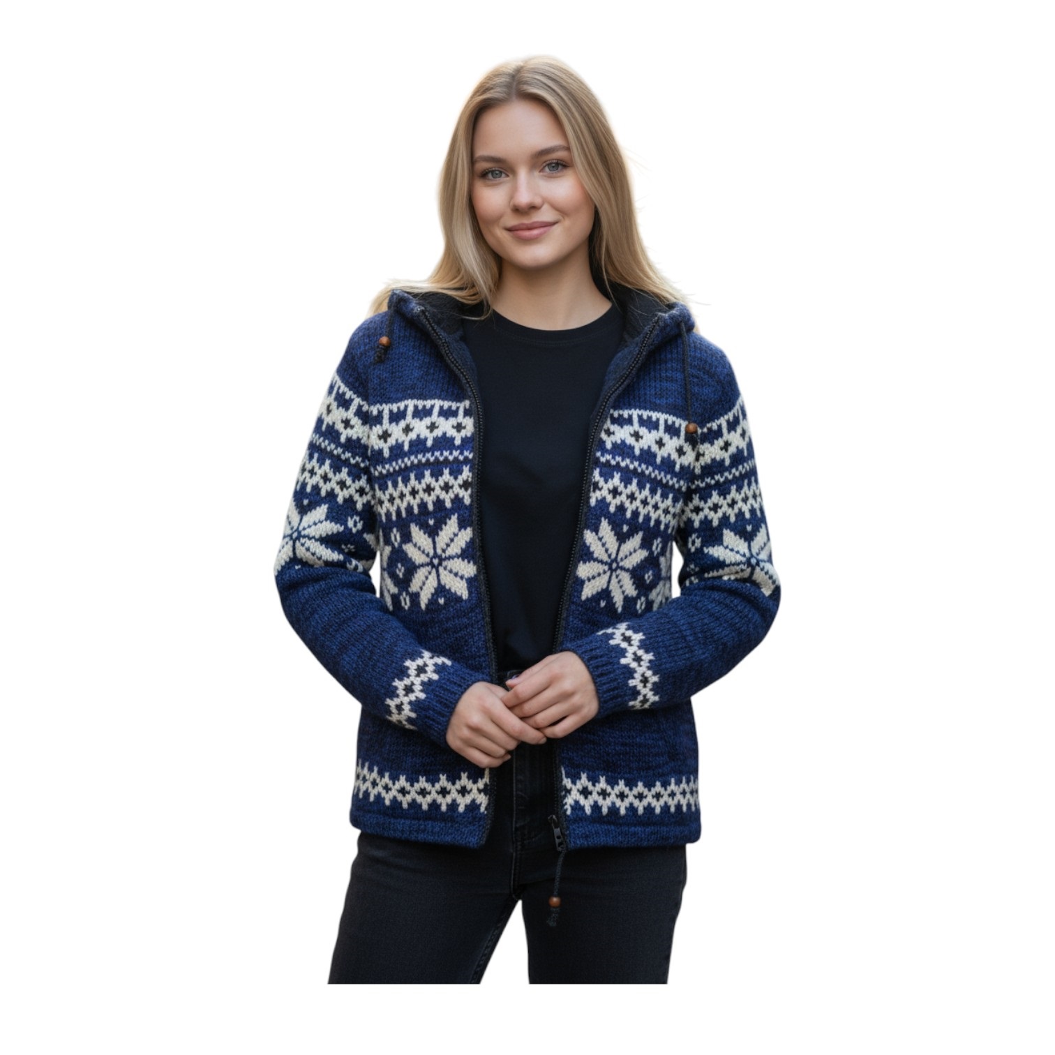 THC Schafwollstrickjacke Norweger blau 605 7