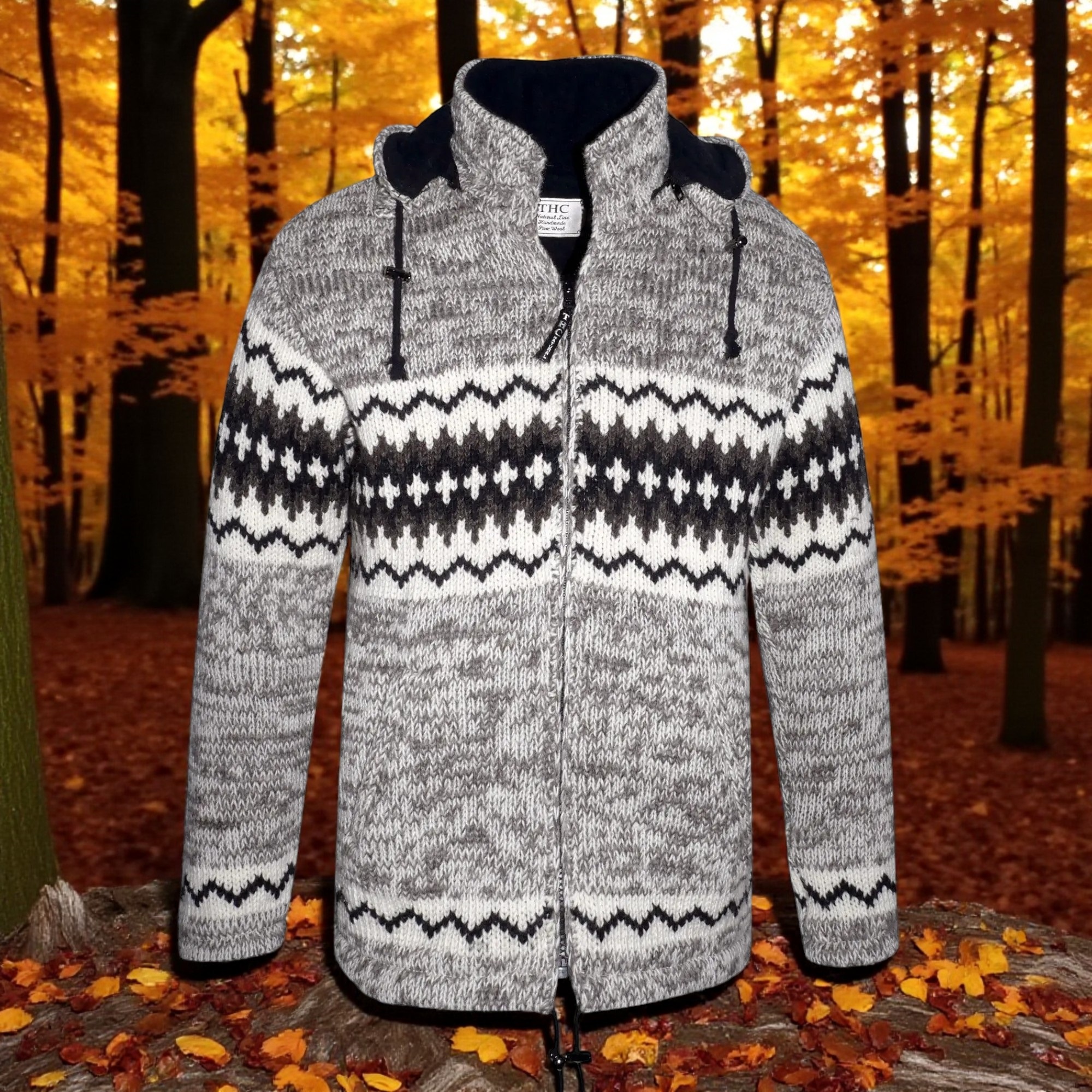 THC Schafwollstrickjacke Norweger grau meliert 608 4