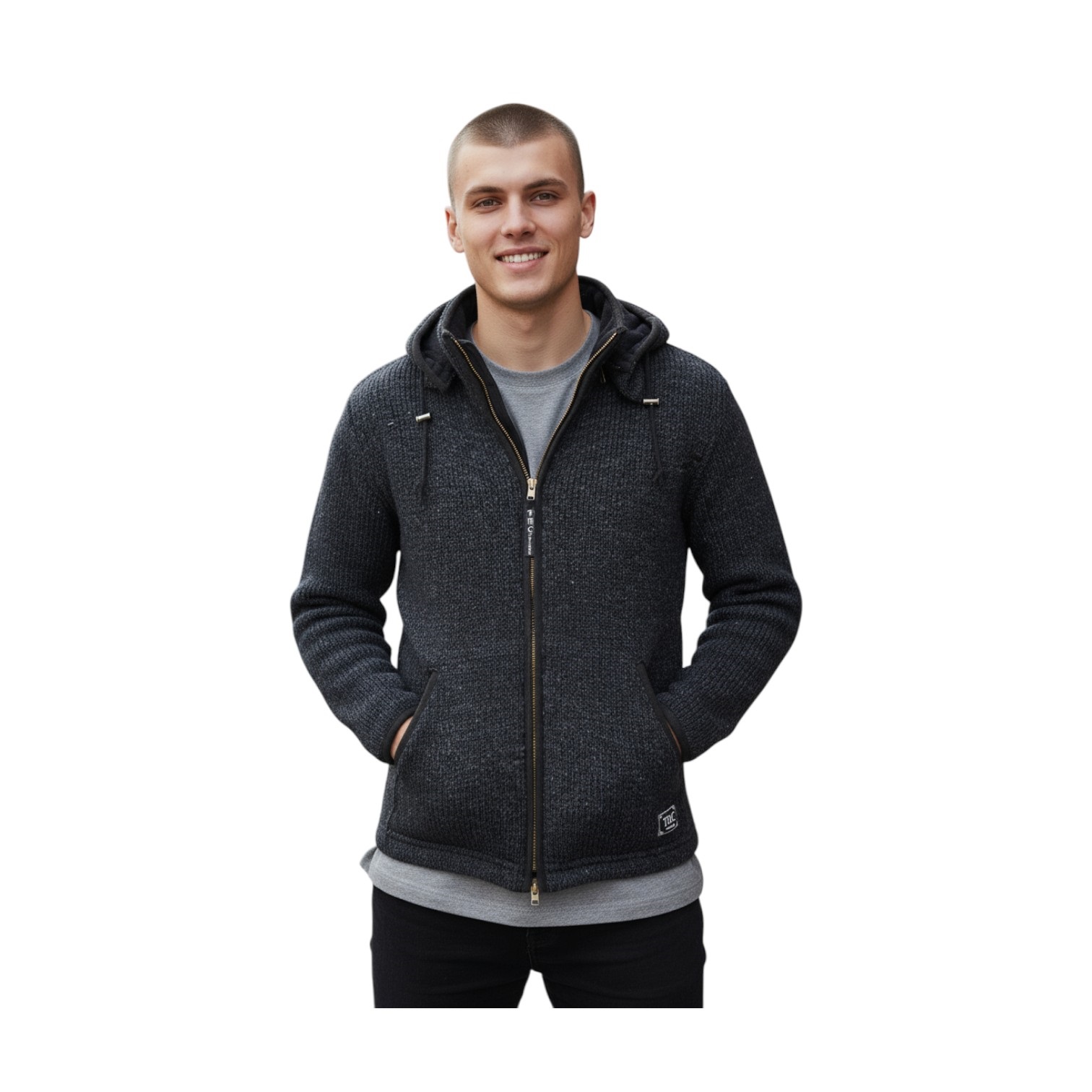 THC Schafwollstrickjacke anthrazit 509 7