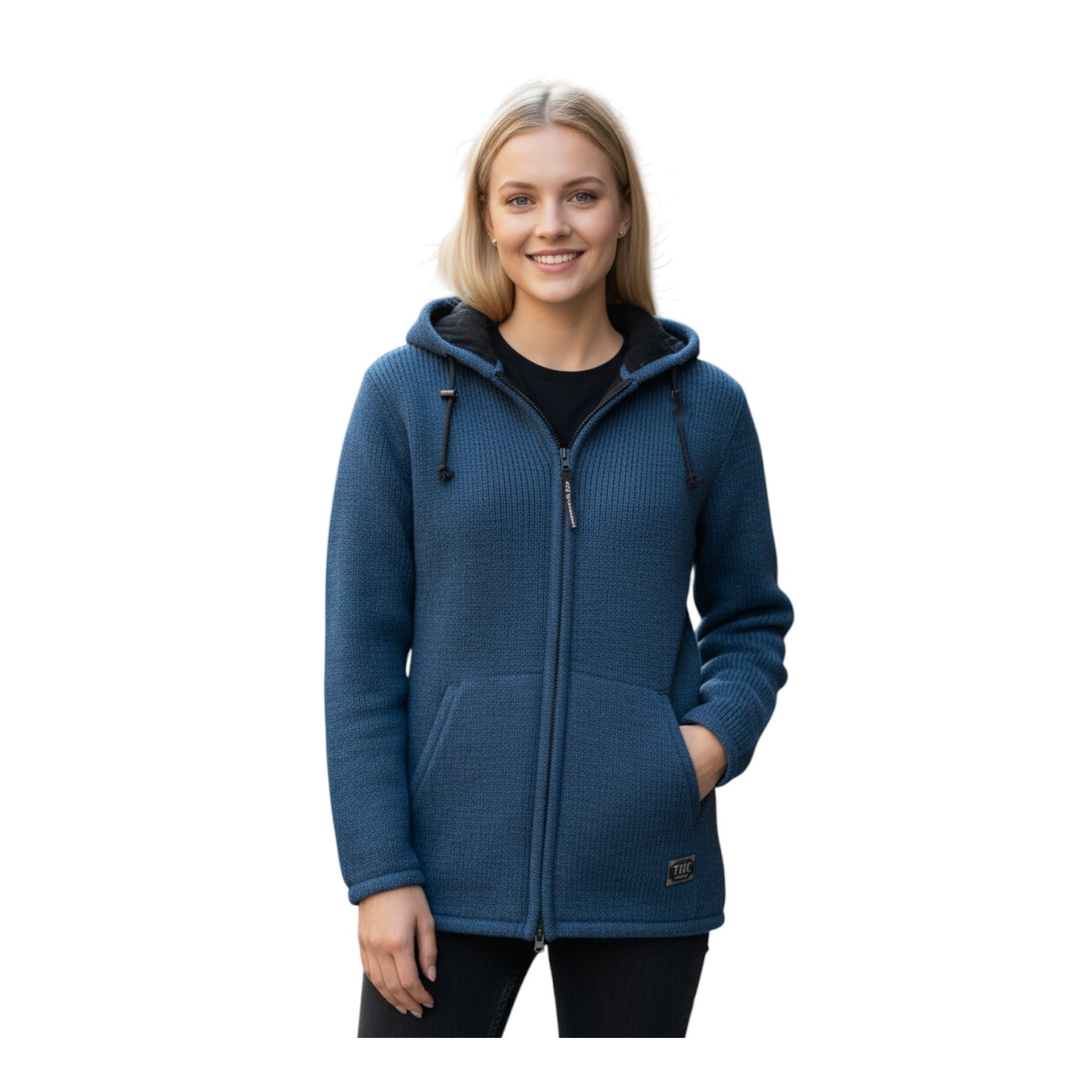 THC Schafwollstrickjacke blau 625 7