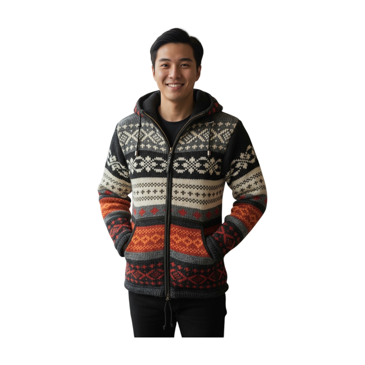 THC Schafwollstrickjacke bunt gemustert 825 7