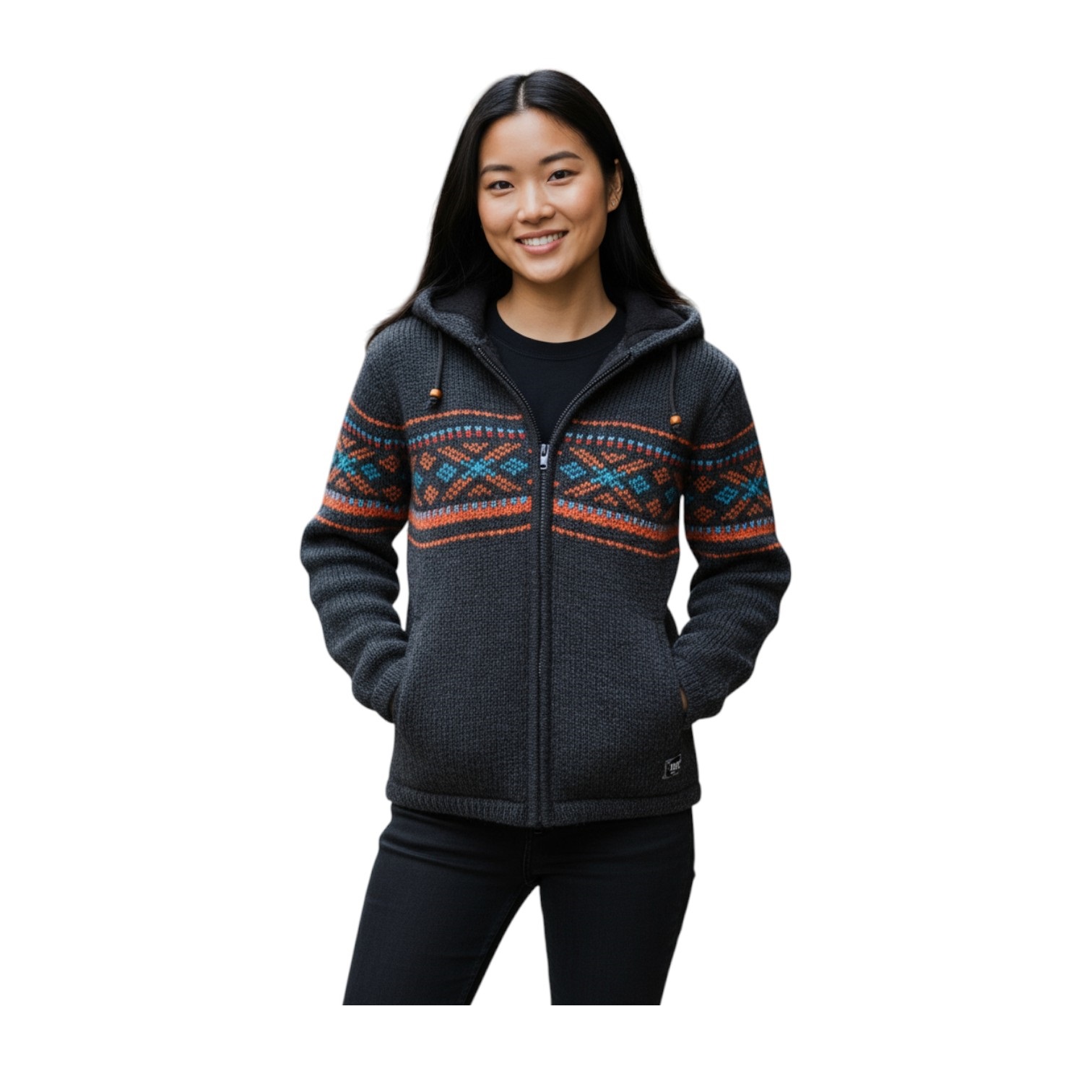 THC Strickjacke 819 schwarz bunt 7