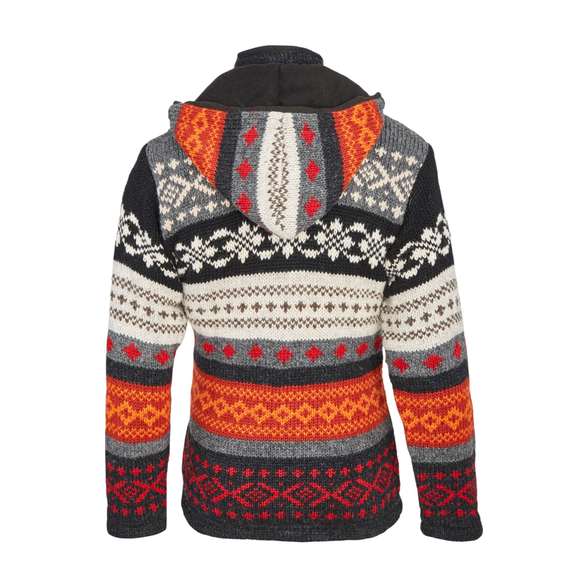 THC Schafwoll Strickjacke bunt gemustert (Modell 825) von hinten