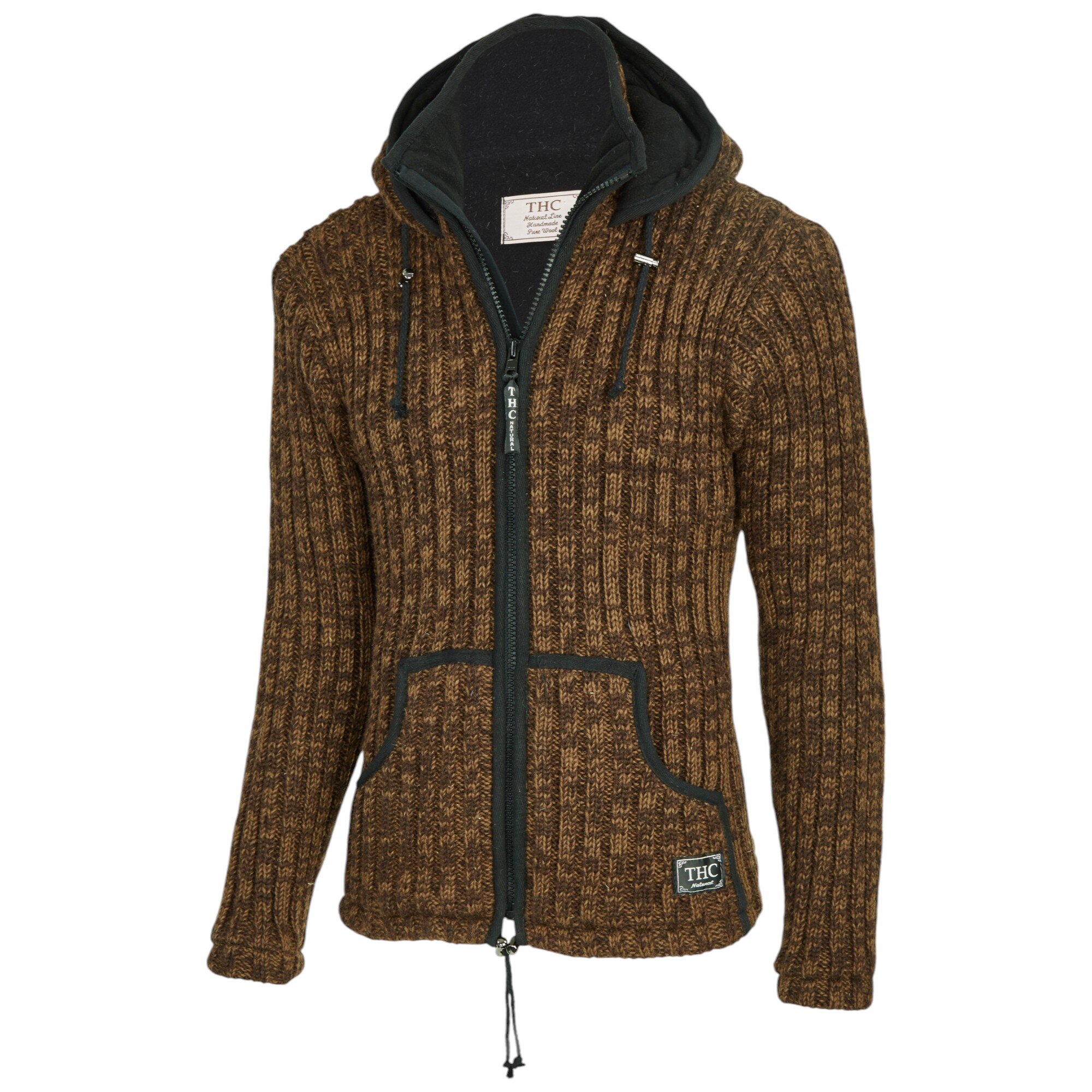 THC Schafwoll Strickjacke braun (Modell 718) 