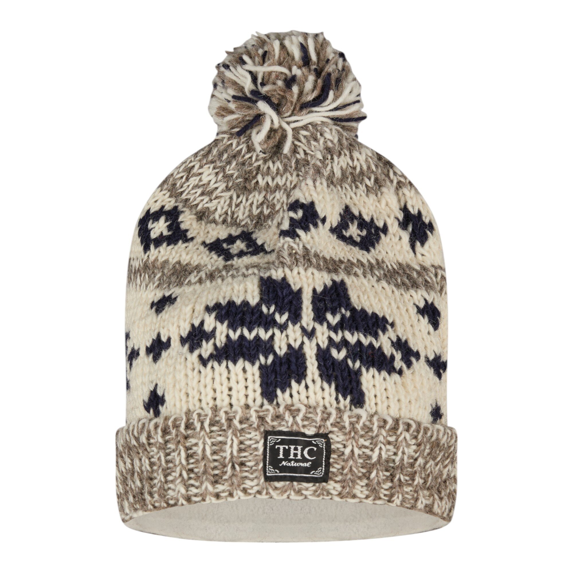 THC Schafwoll Pudelmütze 609 Norweger grau