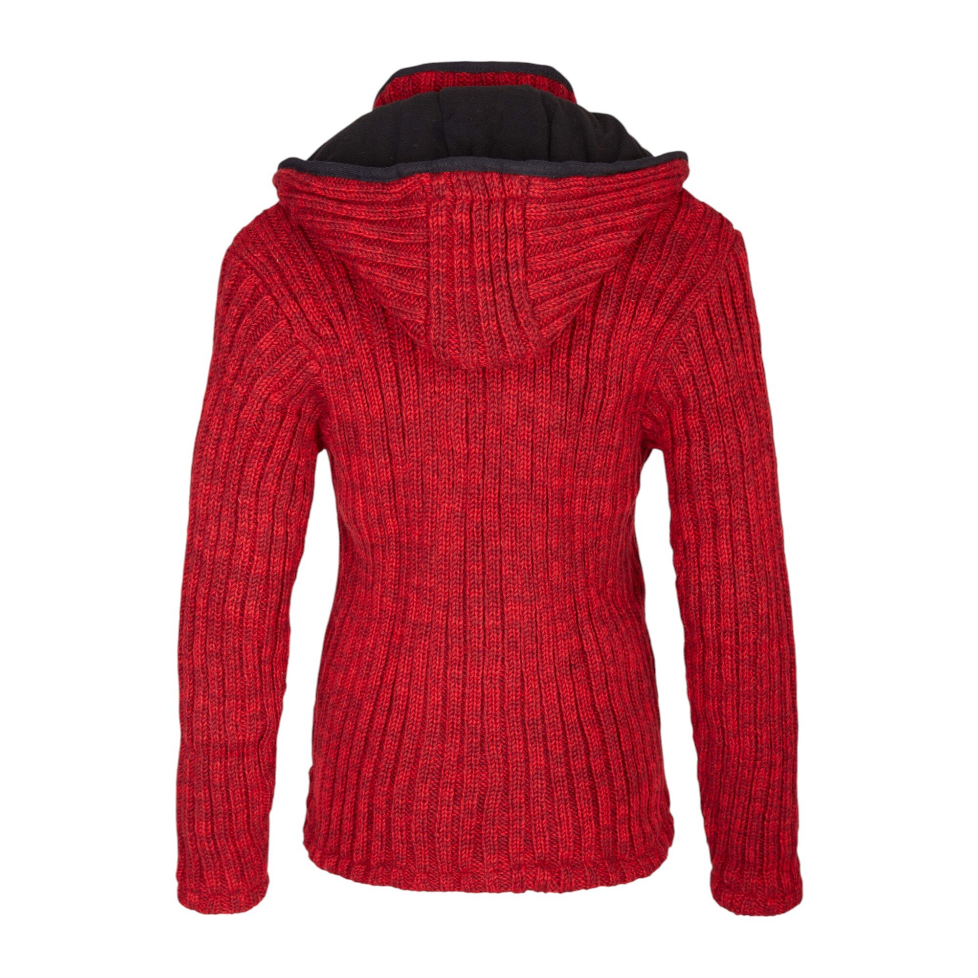 THC Schafwoll Strickjacke rot (Modell 715) von hinten