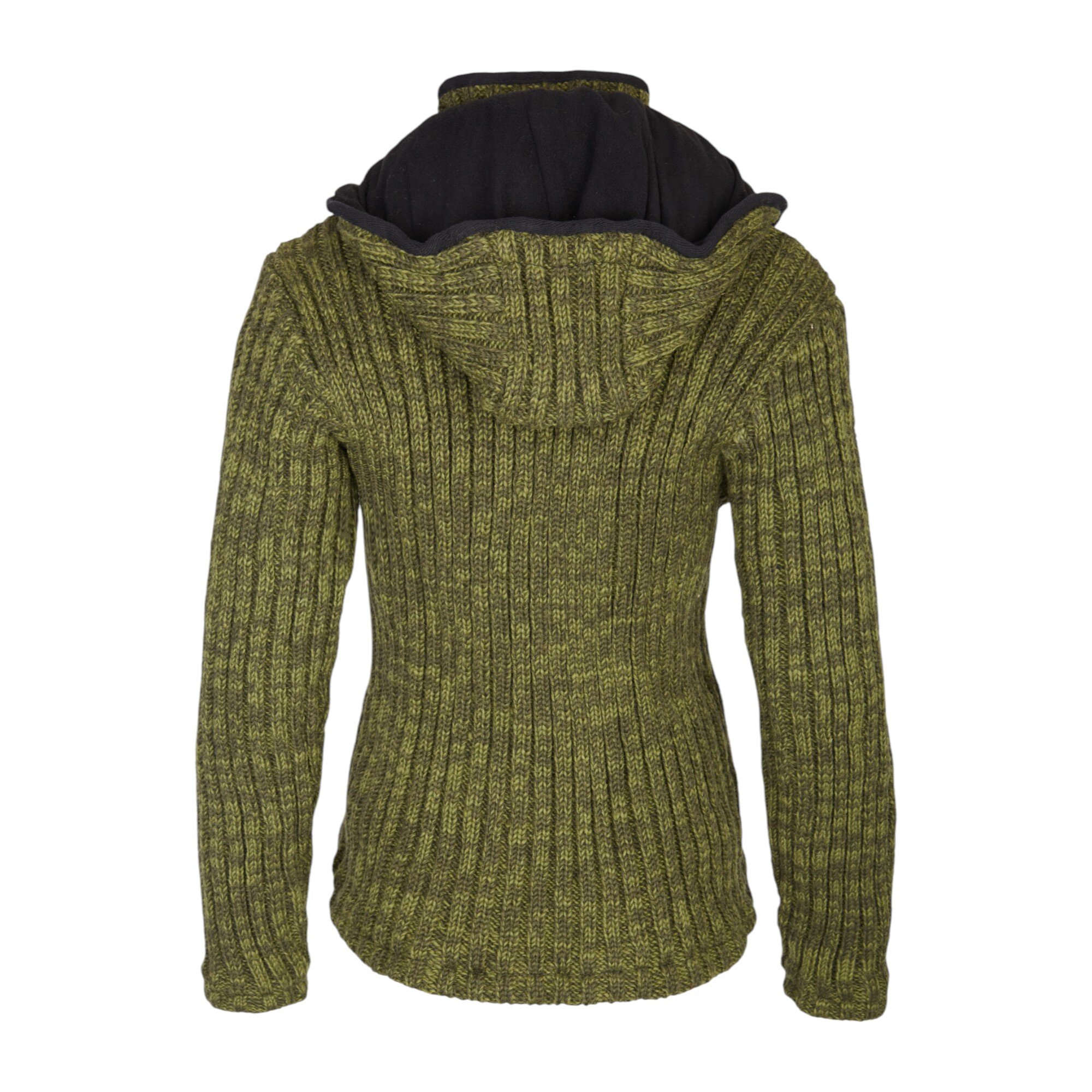 THC Schafwoll Strickjacke grün (Modell 720) von hinten