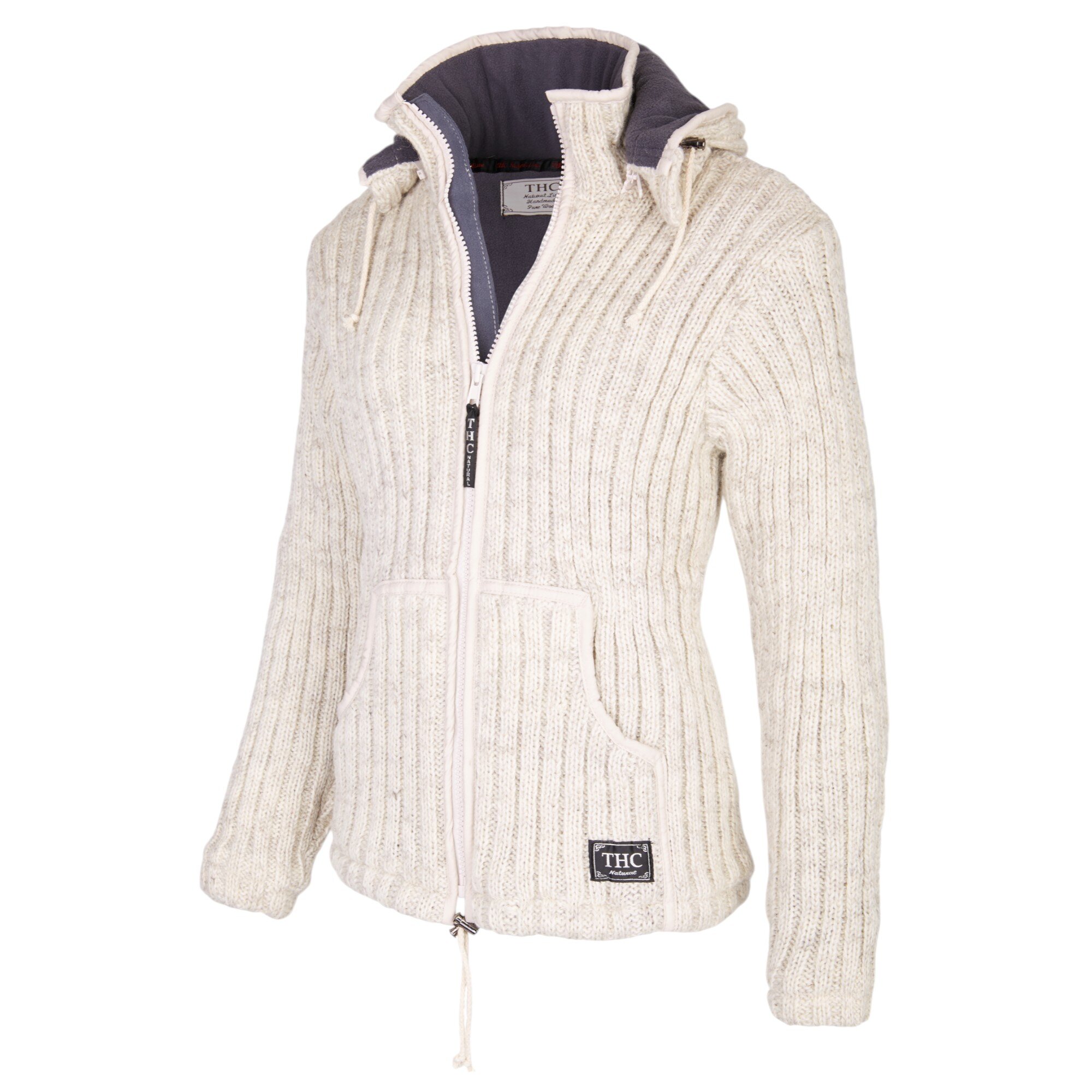 THC Schafwoll Strickjacke weiß (Modell 713) 