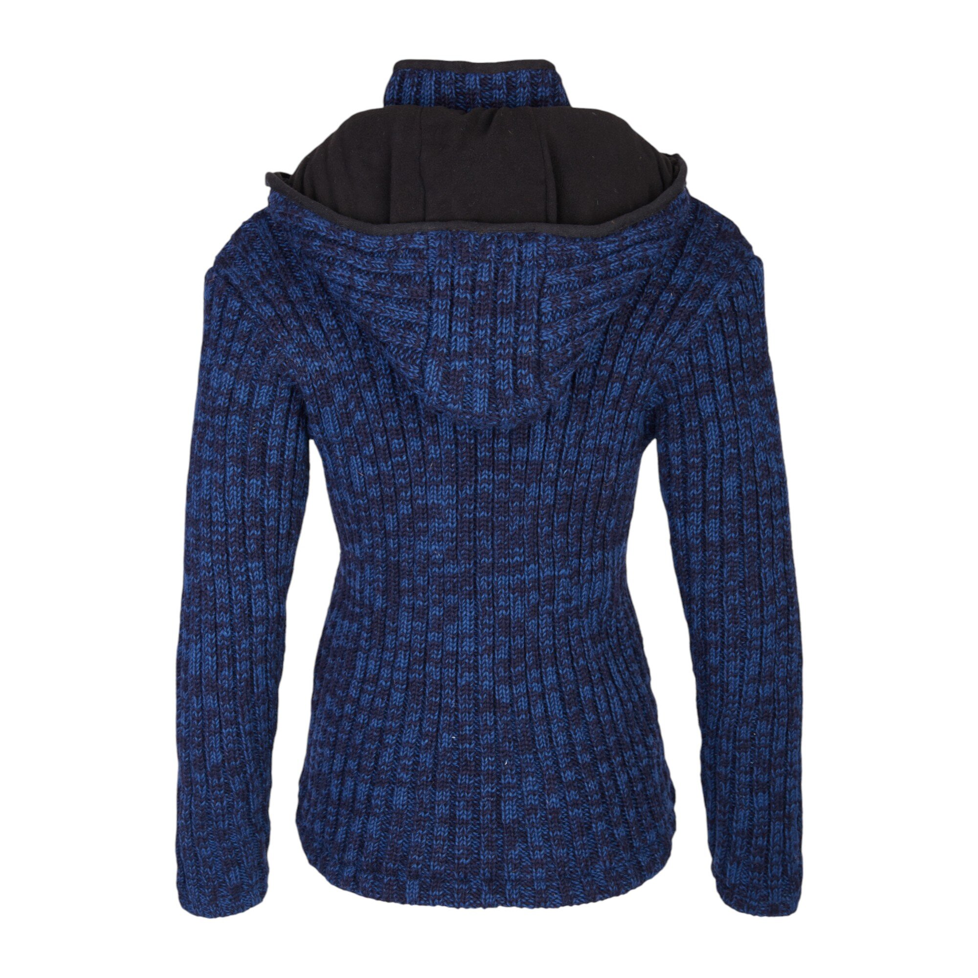 THC Schafwoll Strickjacke blau (Modell 716) von hinten