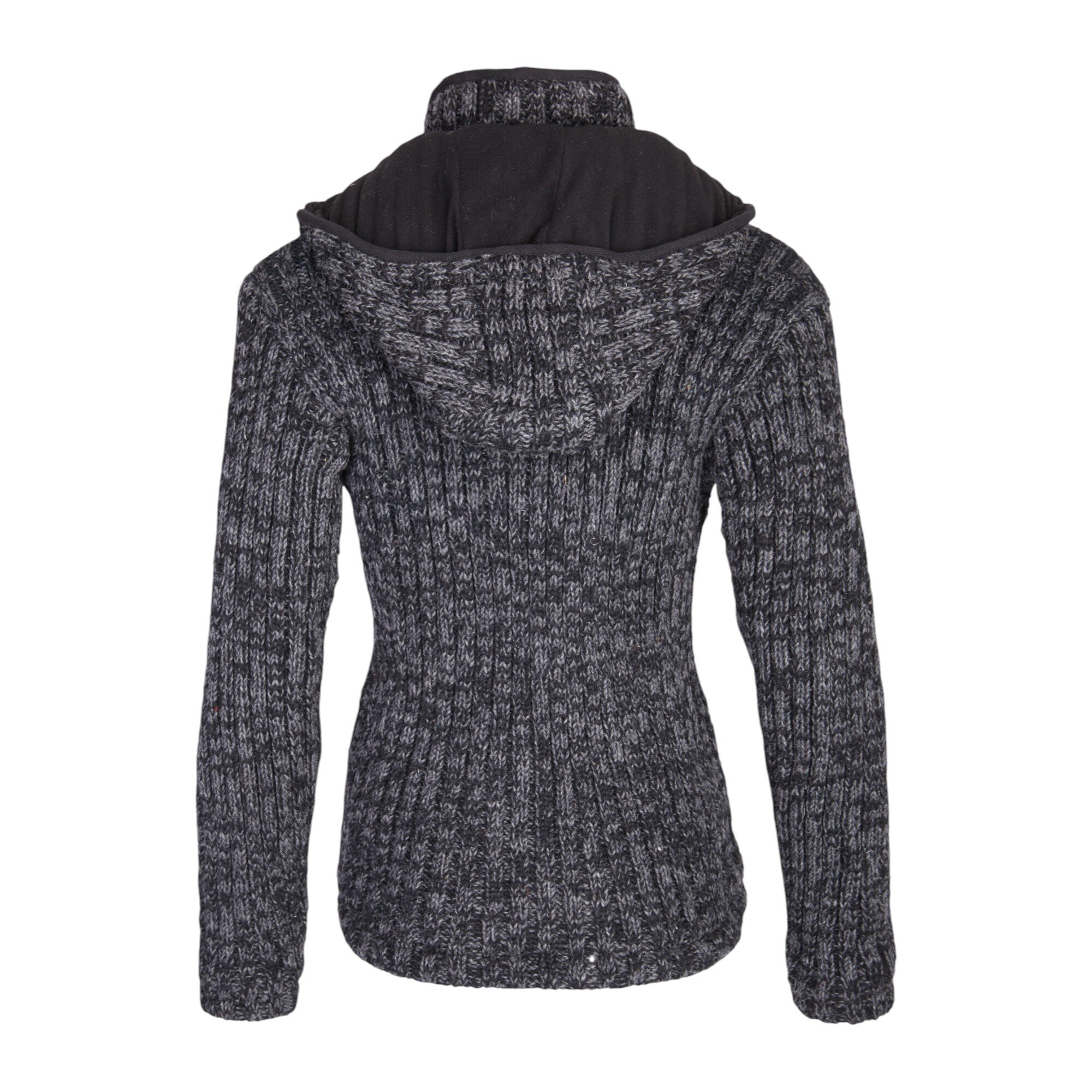 THC Schafwoll Strickjacke anthrazit (Modell 714) von hinten
