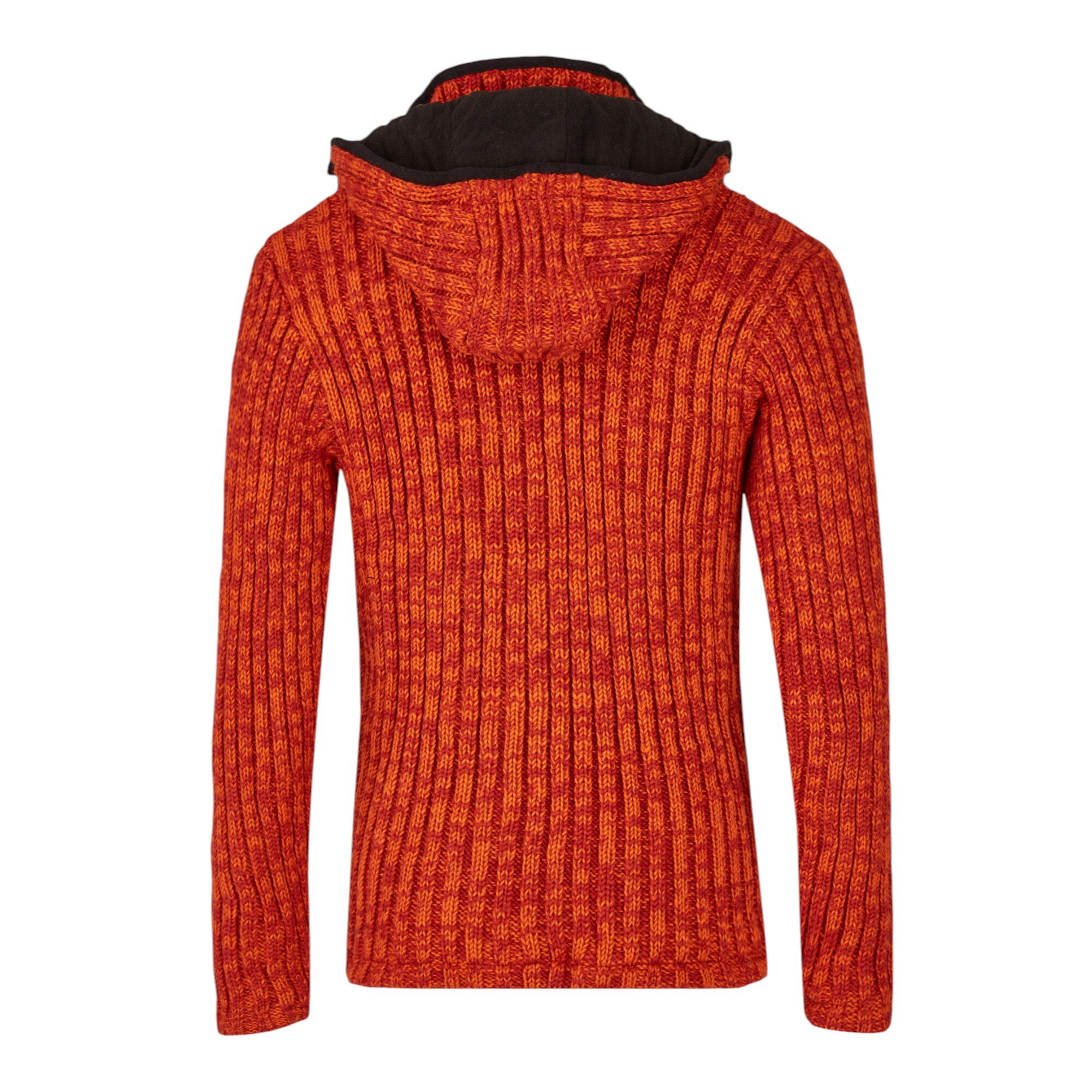THC Schafwoll Strickjacke orange (Modell 719) von hinten