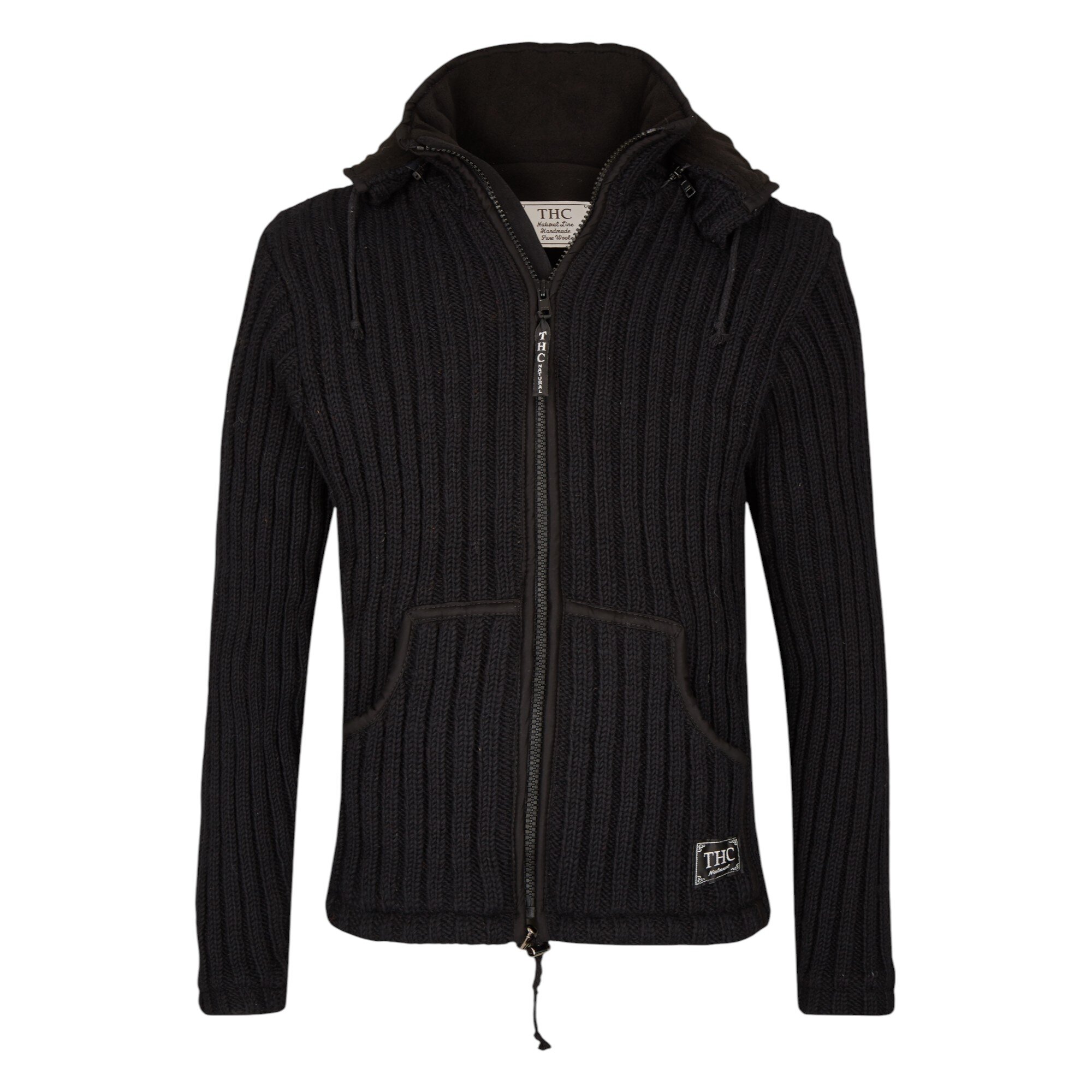 THC Schafwoll Strickjacke schwarz (Modell 721) 