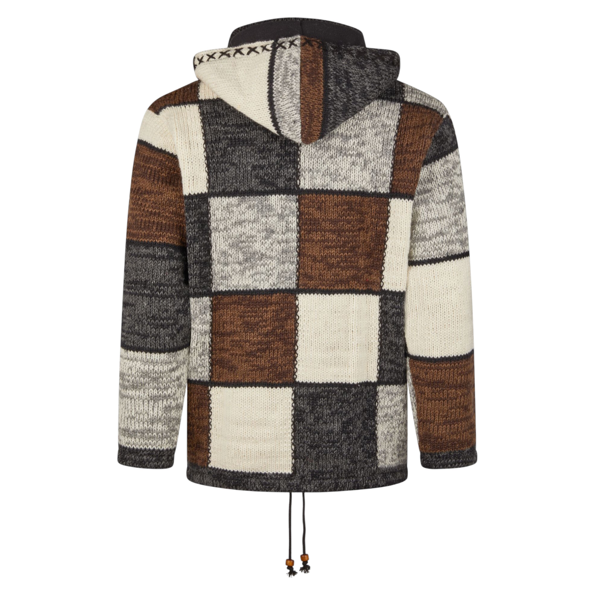 THC Schafwollstrickjacke braune Quadrate 813