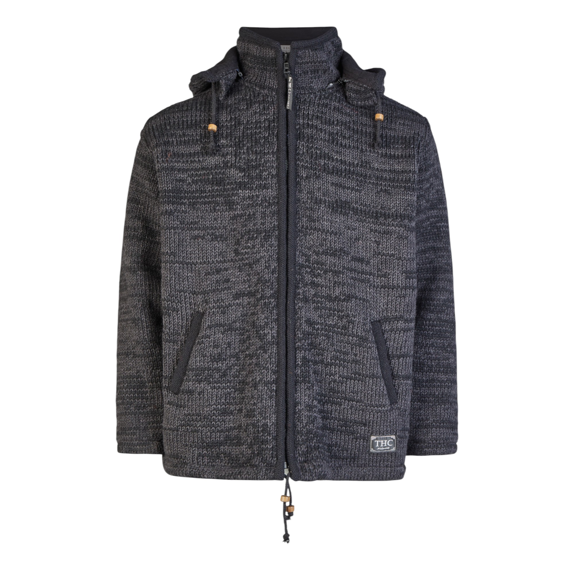 THC Schafwollstrickjacke Baumwollfleece 851 grau