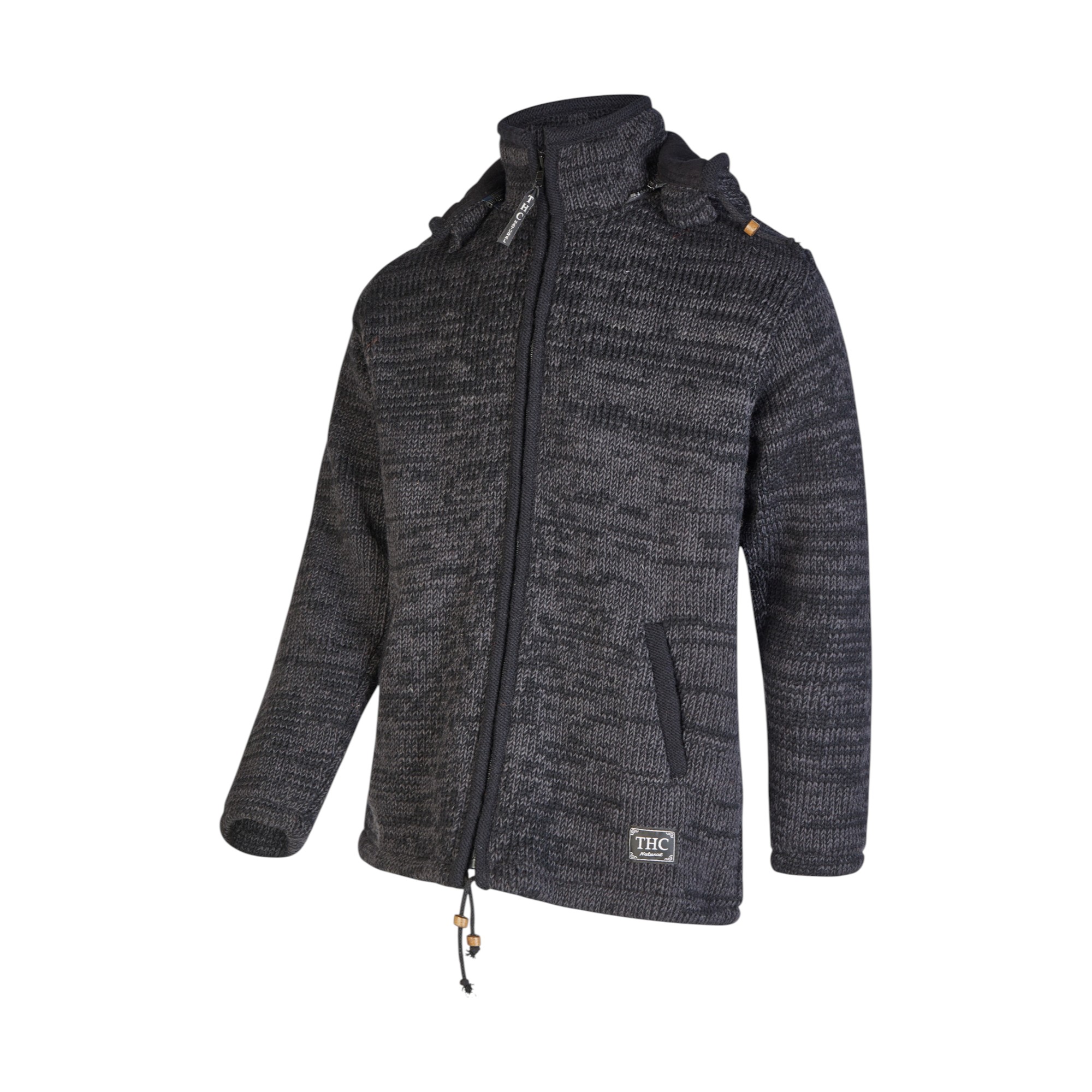 THC Schafwollstrickjacke Baumwollfleece 851 grau – Bild 2