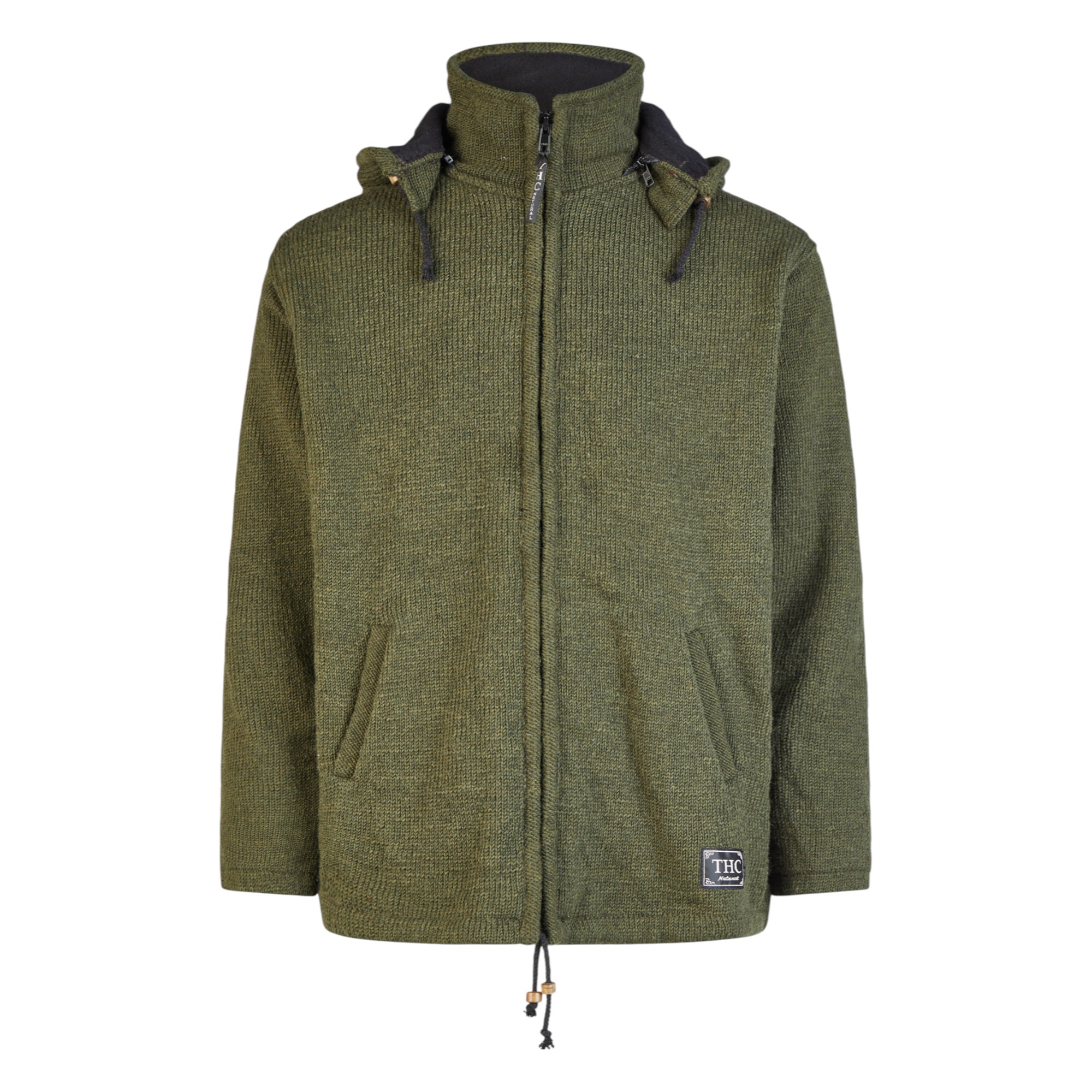THC Schafwollstrickjacke Baumwollfutter 857 grün