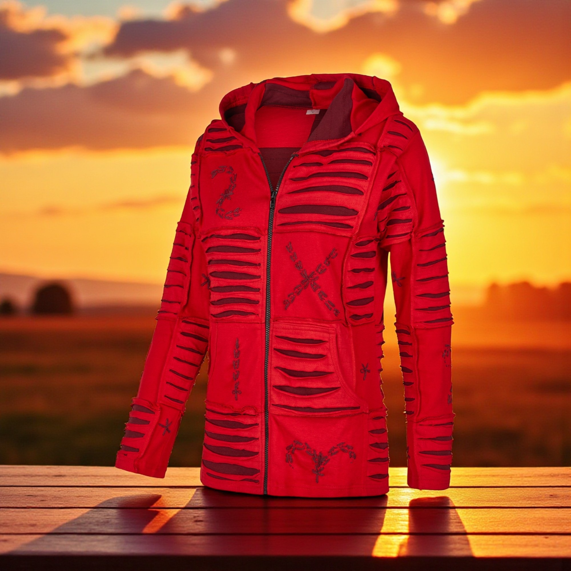 Baumwoll Patch Jacke Rot 4