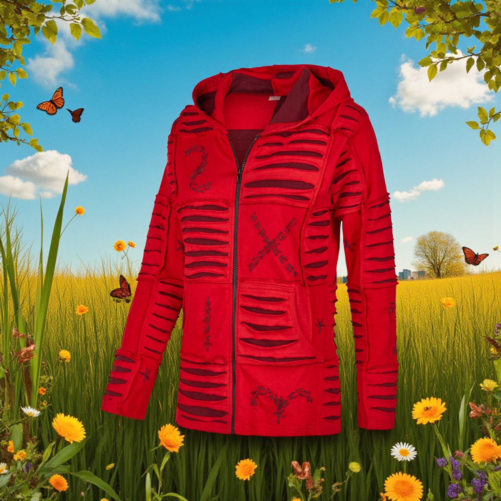 Baumwoll Patch Jacke Rot 5