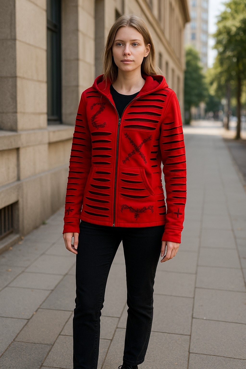 Baumwoll Patch Jacke Rot 6