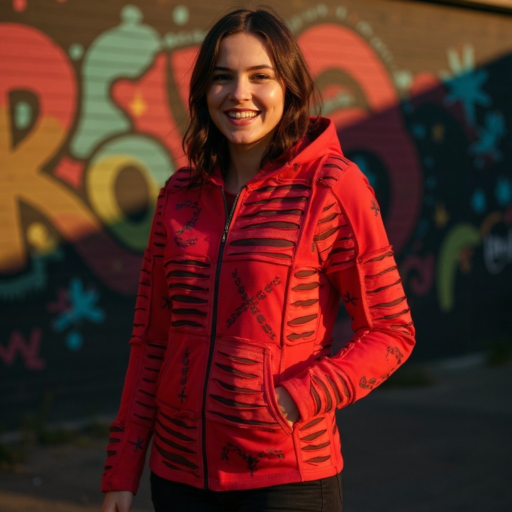 Baumwoll Patch Jacke Rot 7