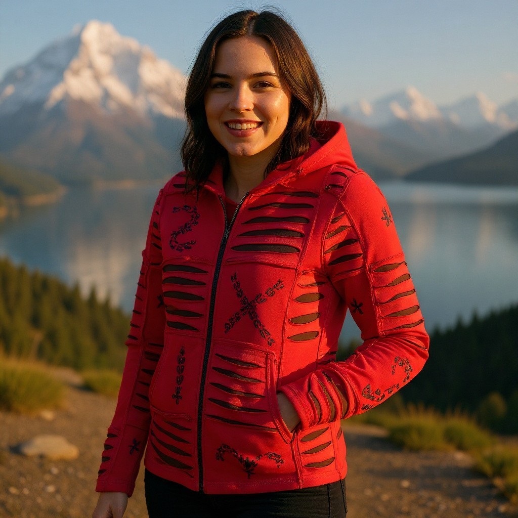 Baumwoll Patch Jacke Rot 8