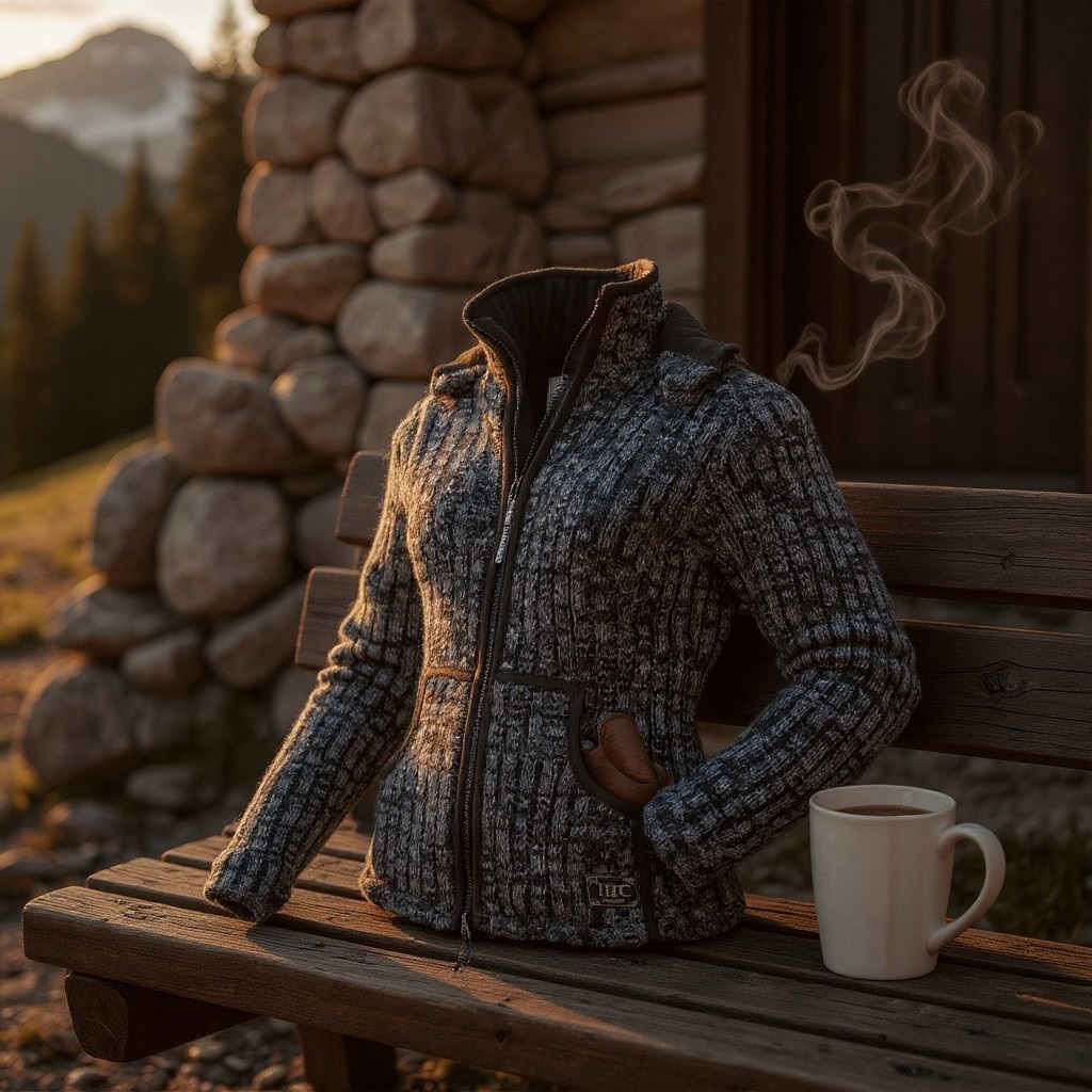 Schafwollstrickjacke anthrazit 714 8