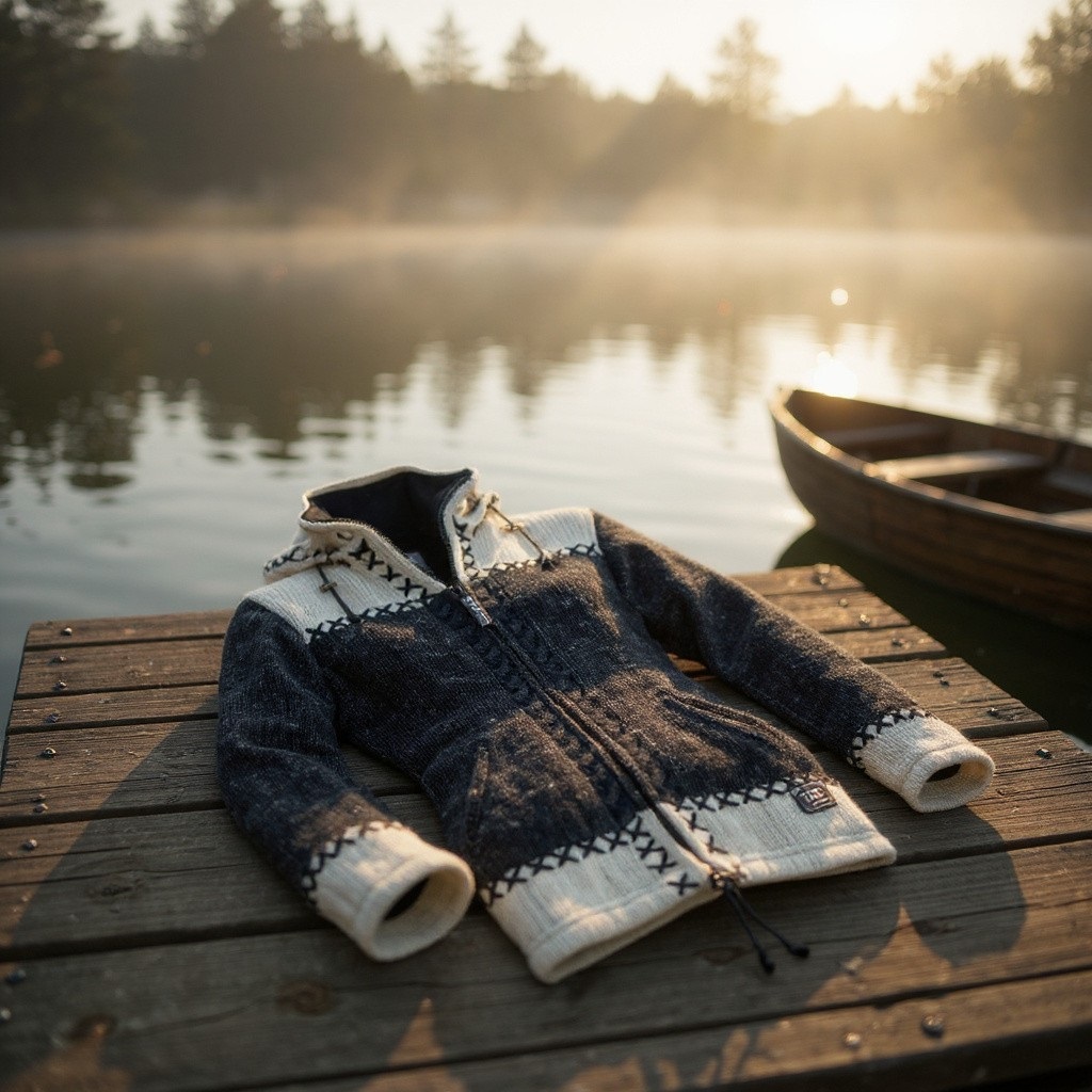 Schafwollstrickjacke anthrazit weiß 511 8