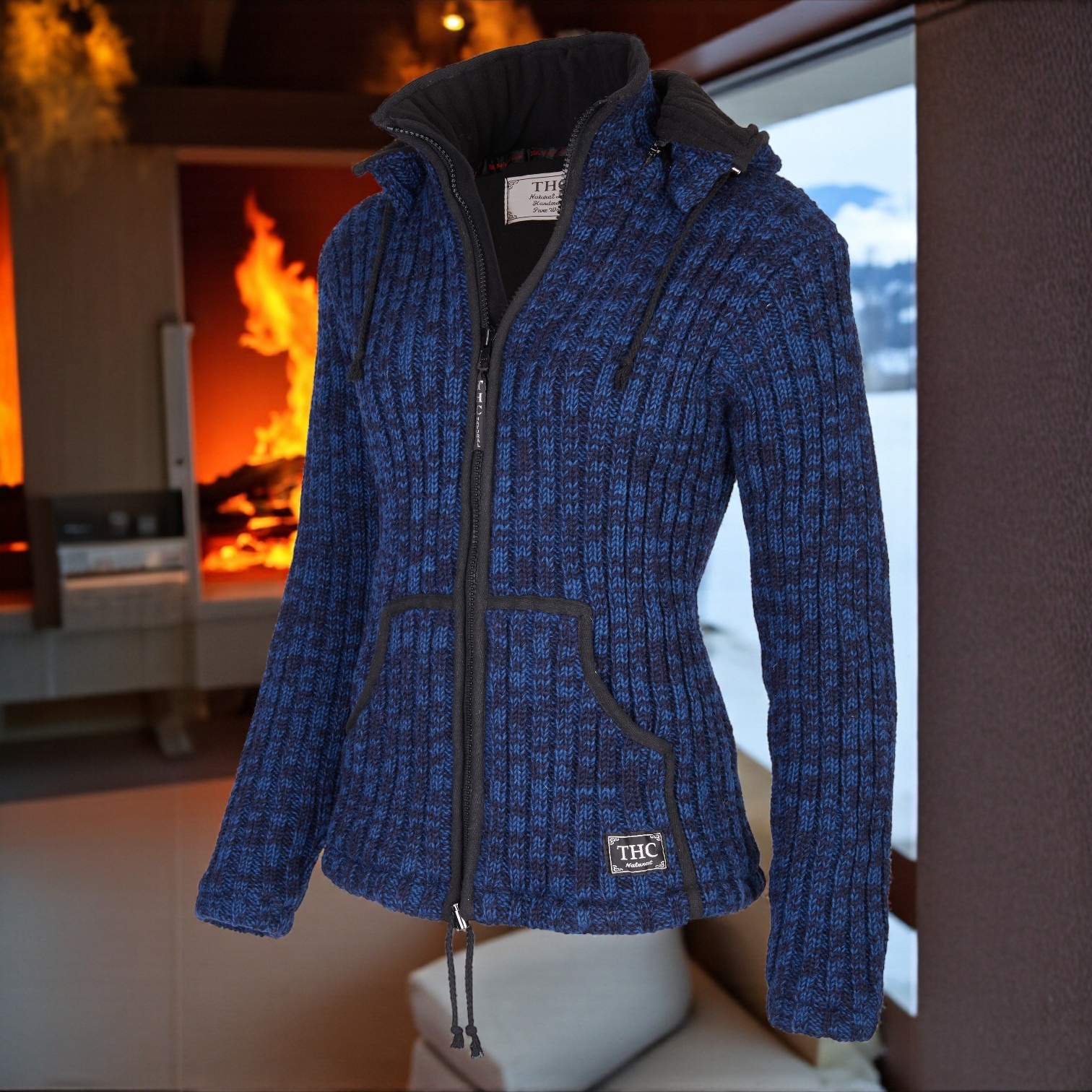 Schafwollstrickjacke blau 716 4