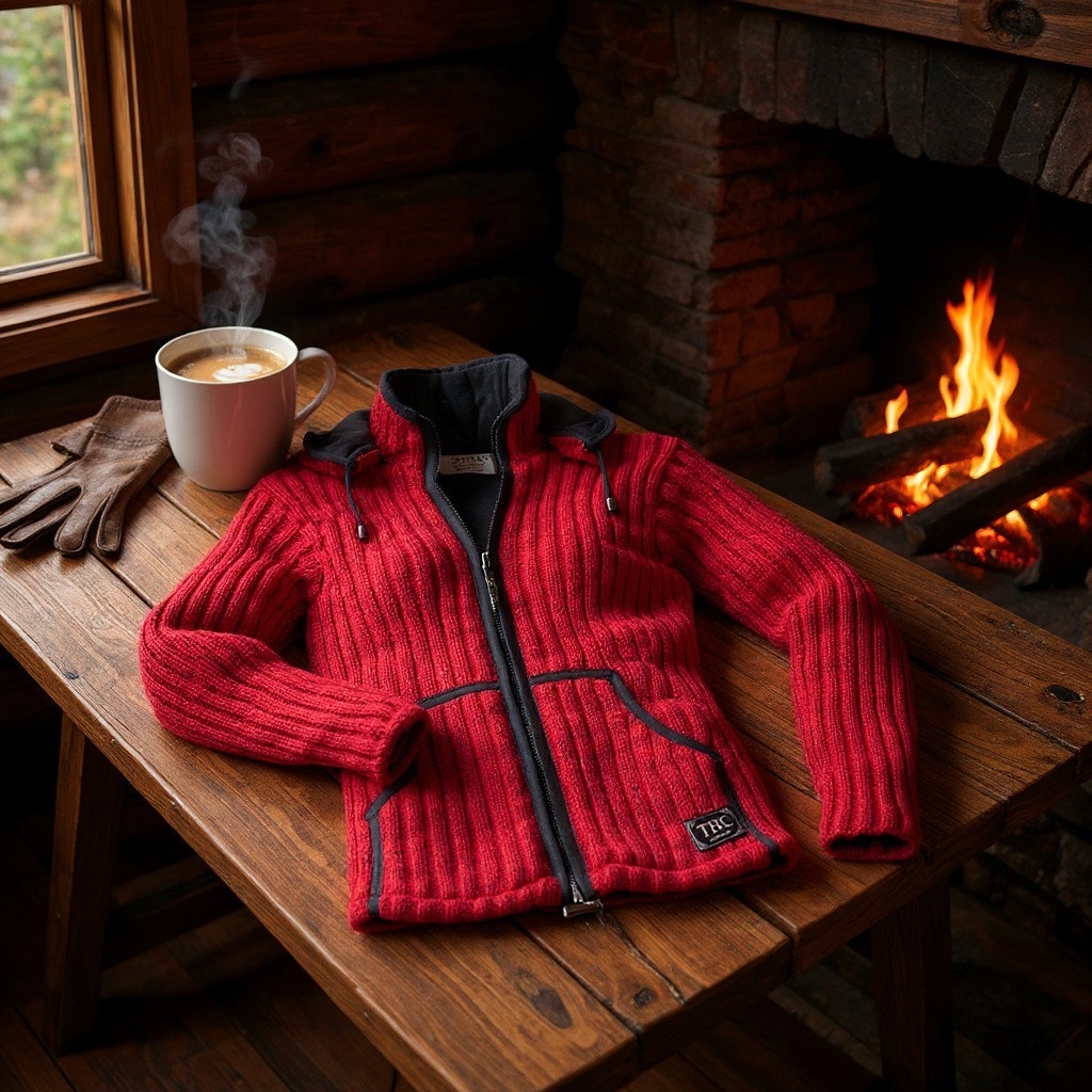 Schafwollstrickjacke rot 715 8