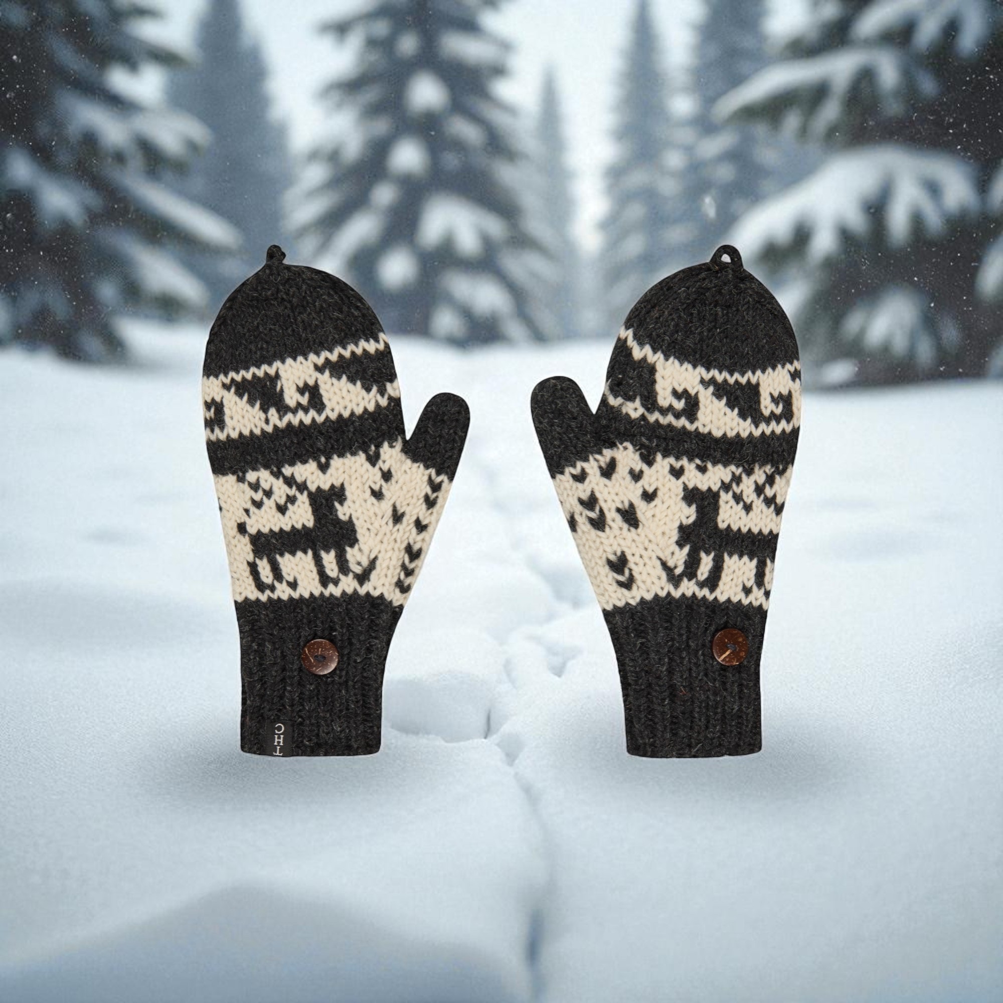 THC Klapphandschuhe 606 Rentier schwarz 4