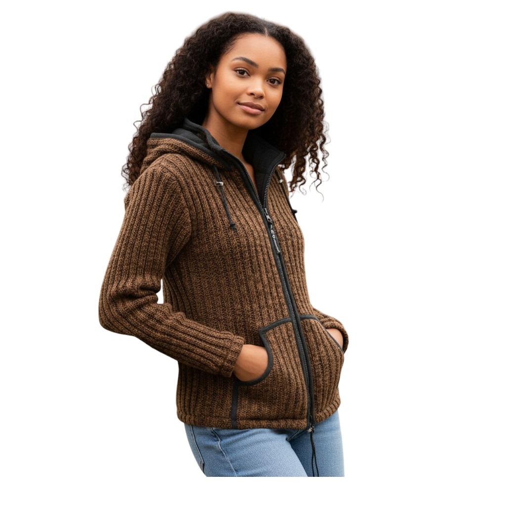 THC Schafwoll Strickjacke braun 718 6
